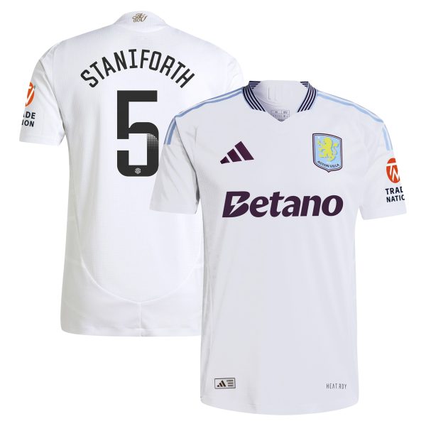 Aston Villa Shirts - aston villa wsl adidas away authentic shirt 2024-25 with staniforth 5 printing Collection of Official Fan Gear