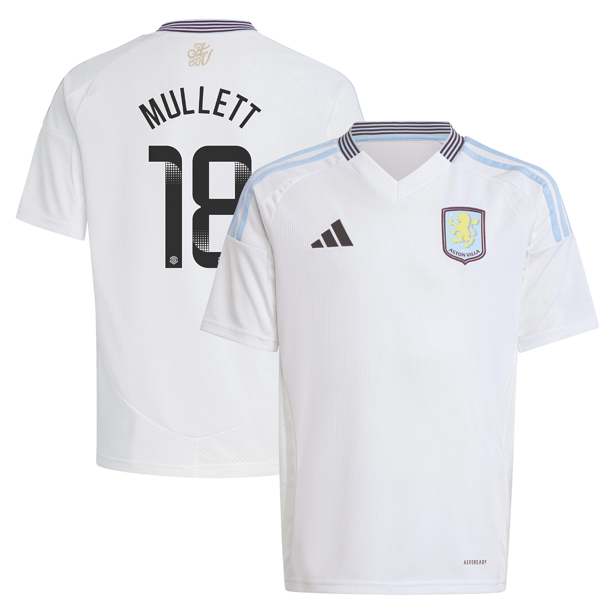 Aston Villa Shirts - aston villa wsl adidas away shirt 2024-25 – kids with mullett 18 printing Collection of Official Fan Gear