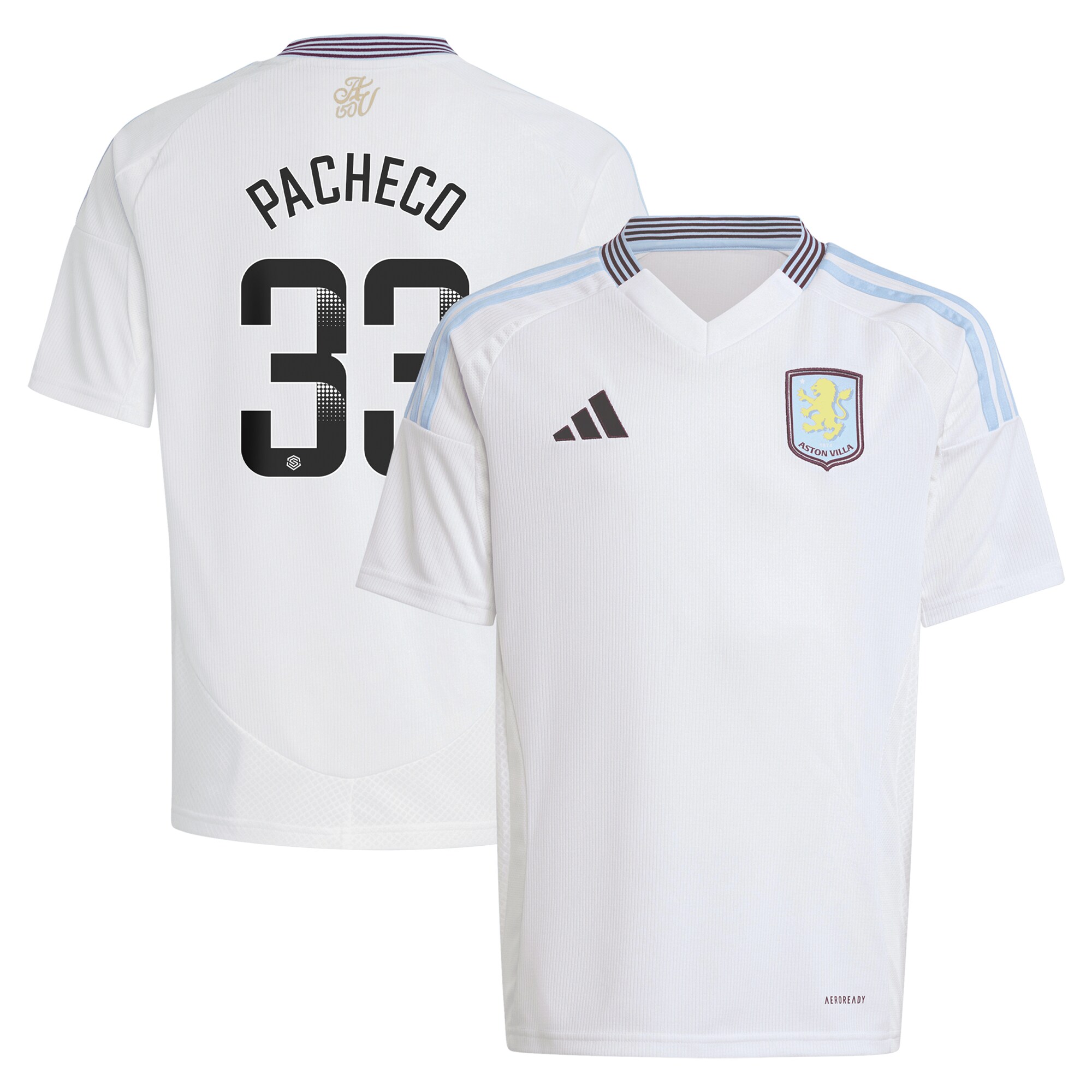 Aston Villa Shirts - aston villa wsl adidas away shirt 2024-25 – kids with pacheco 33 printing Collection of Official Fan Gear