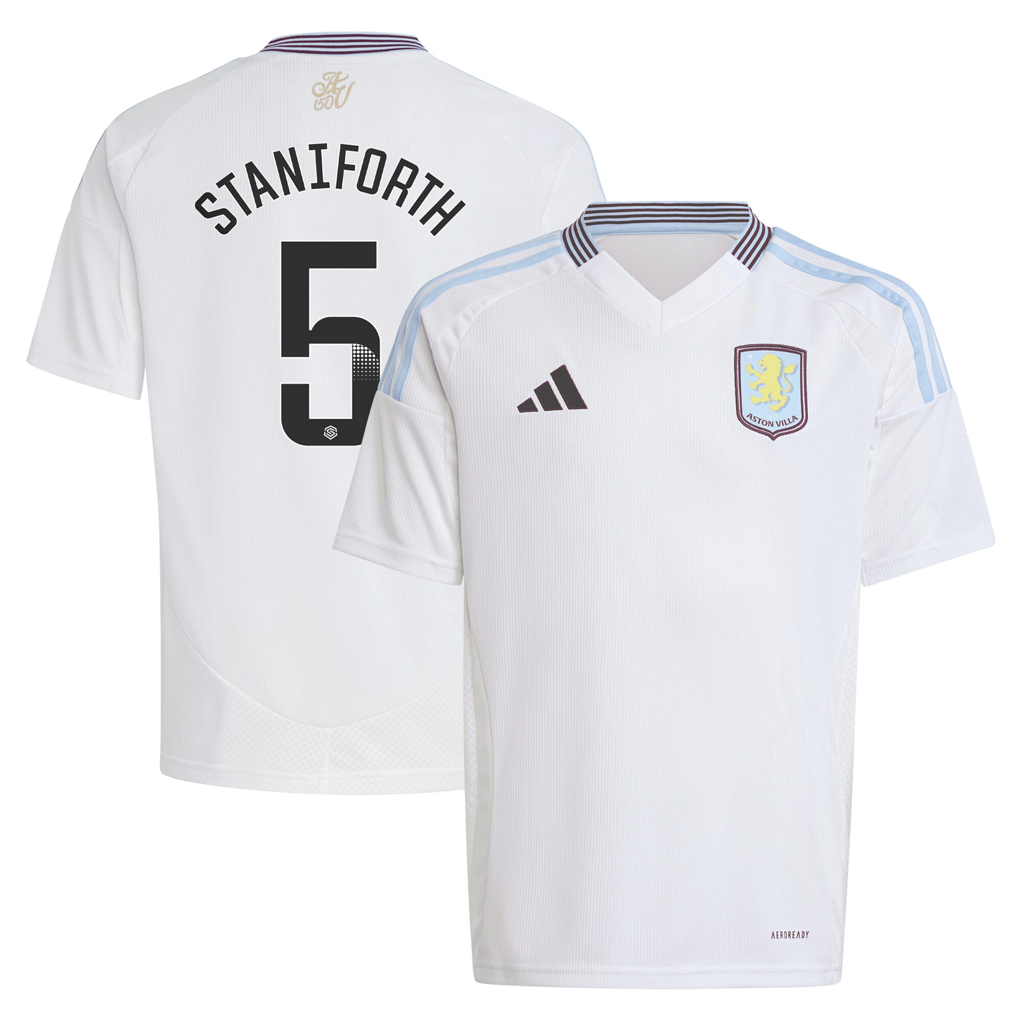 Aston Villa Shirts - aston villa wsl adidas away shirt 2024-25 – kids with staniforth 5 printing Collection of Official Fan Gear