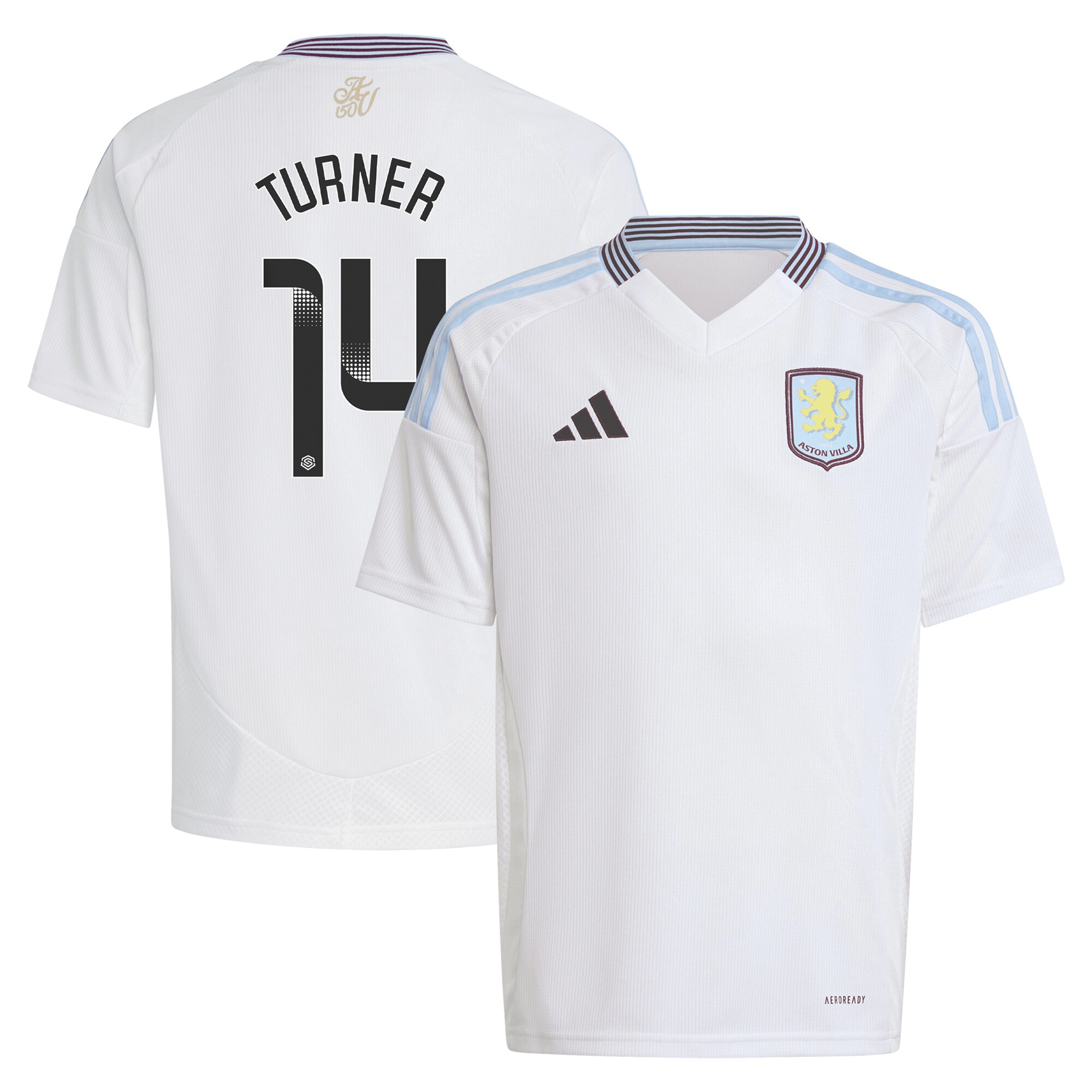 Aston Villa Shirts - aston villa wsl adidas away shirt 2024-25 – kids with turner 14 printing Collection of Official Fan Gear