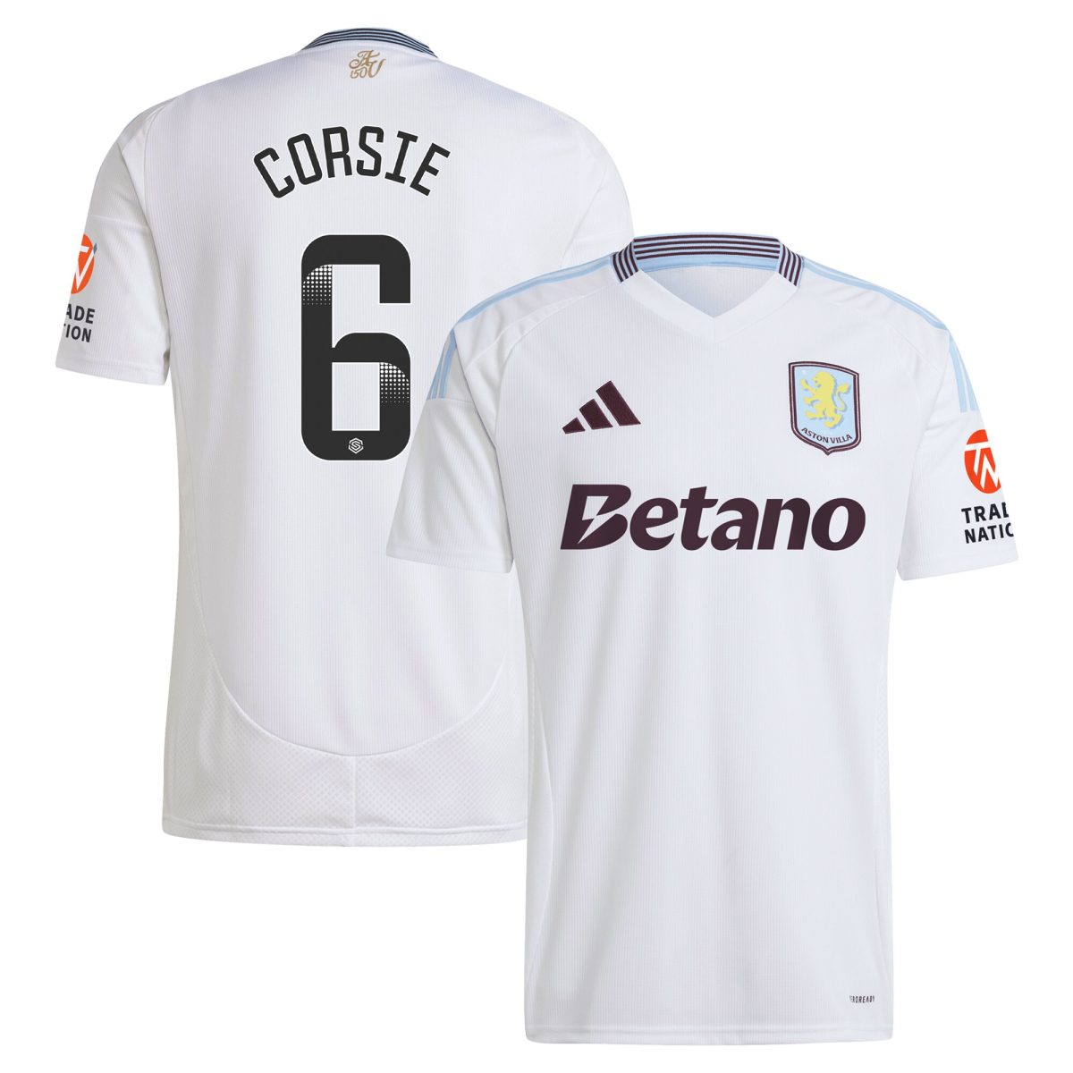 Aston Villa Shirts - aston villa wsl adidas away shirt 2024-25 with corsie 6 printing Collection of Official Fan Gear