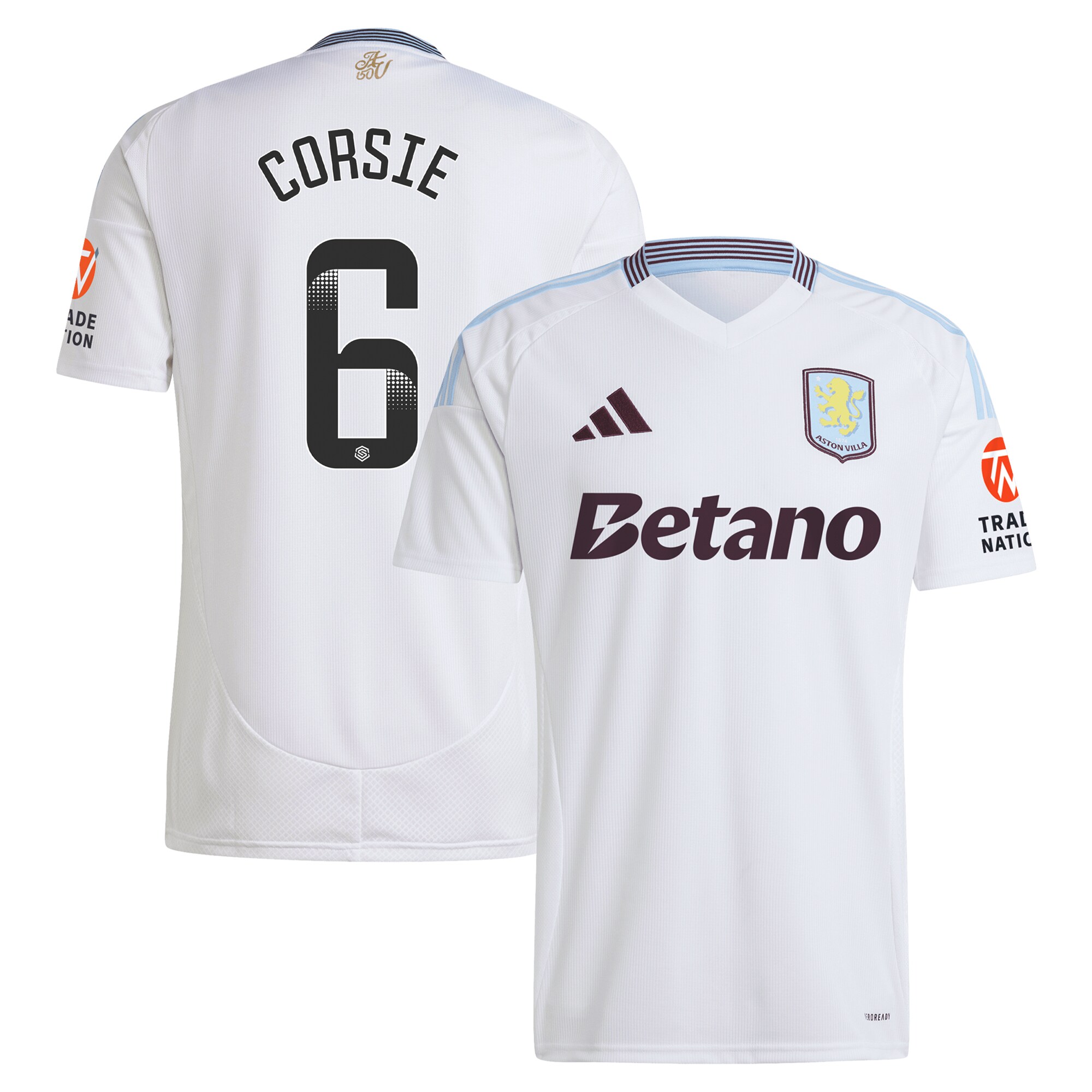 Aston Villa Shirts - aston villa wsl adidas away shirt 2024-25 with corsie 6 printing Collection of Official Fan Gear
