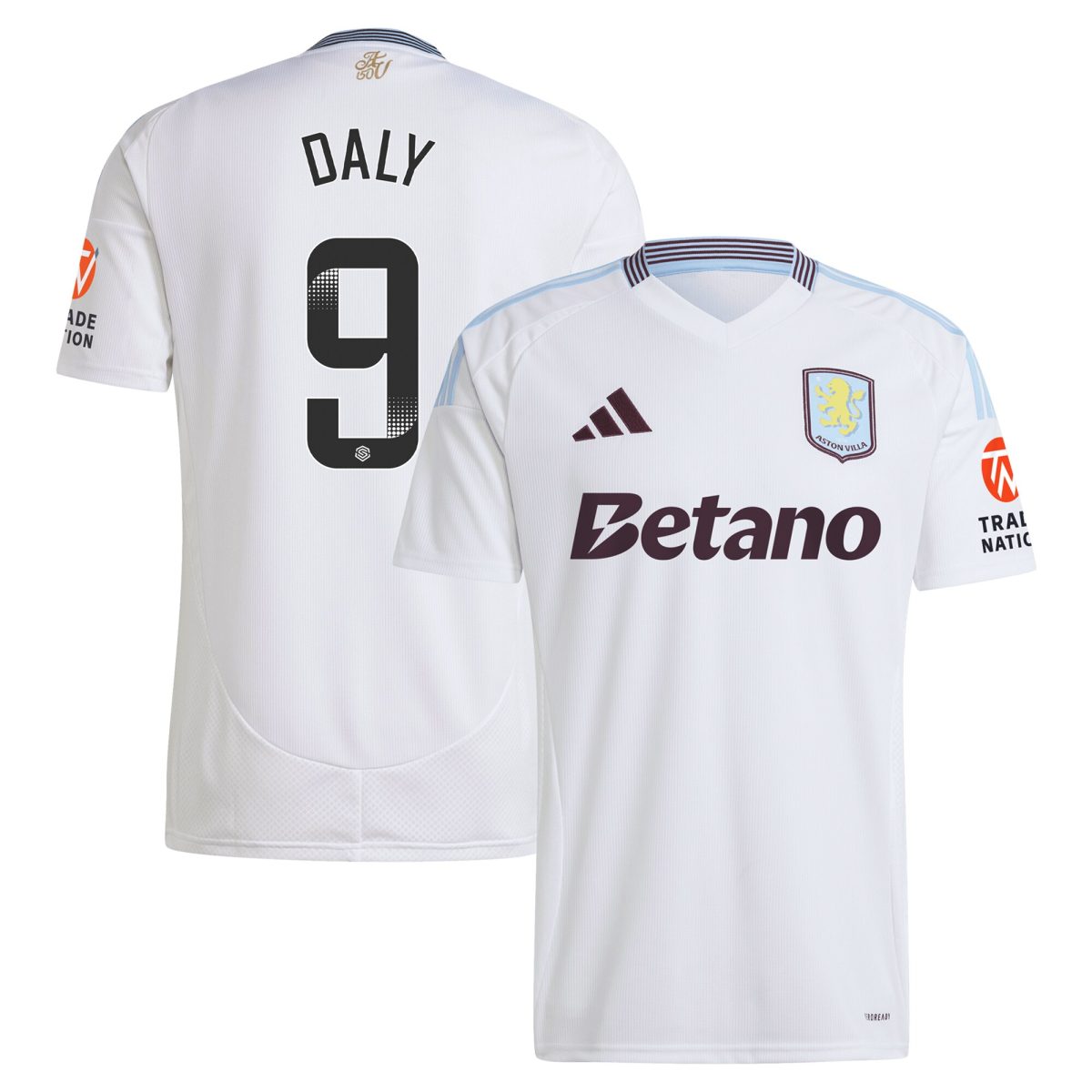 Aston Villa Shirts - aston villa wsl adidas away shirt 2024-25 with daly 9 printing Collection of Official Fan Gear