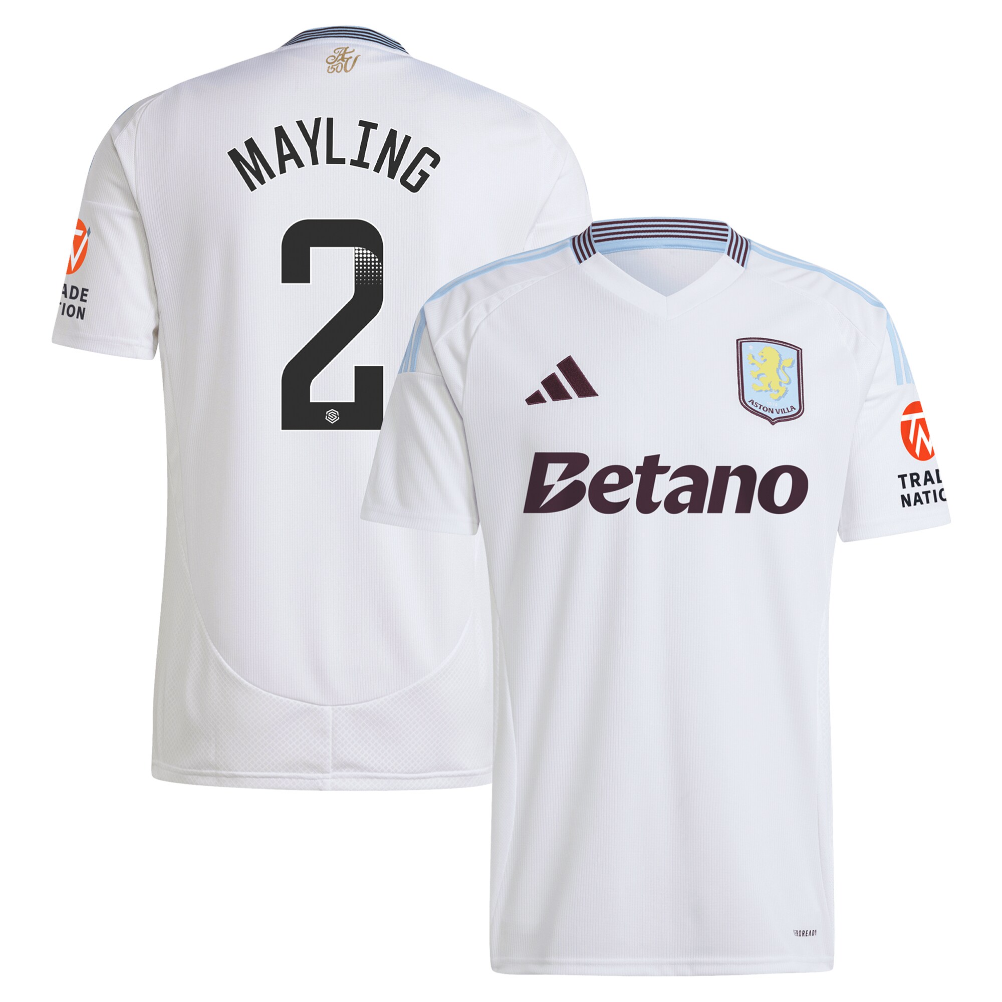 Aston Villa Shirts - aston villa wsl adidas away shirt 2024-25 with mayling 2 printing Collection of Official Fan Gear