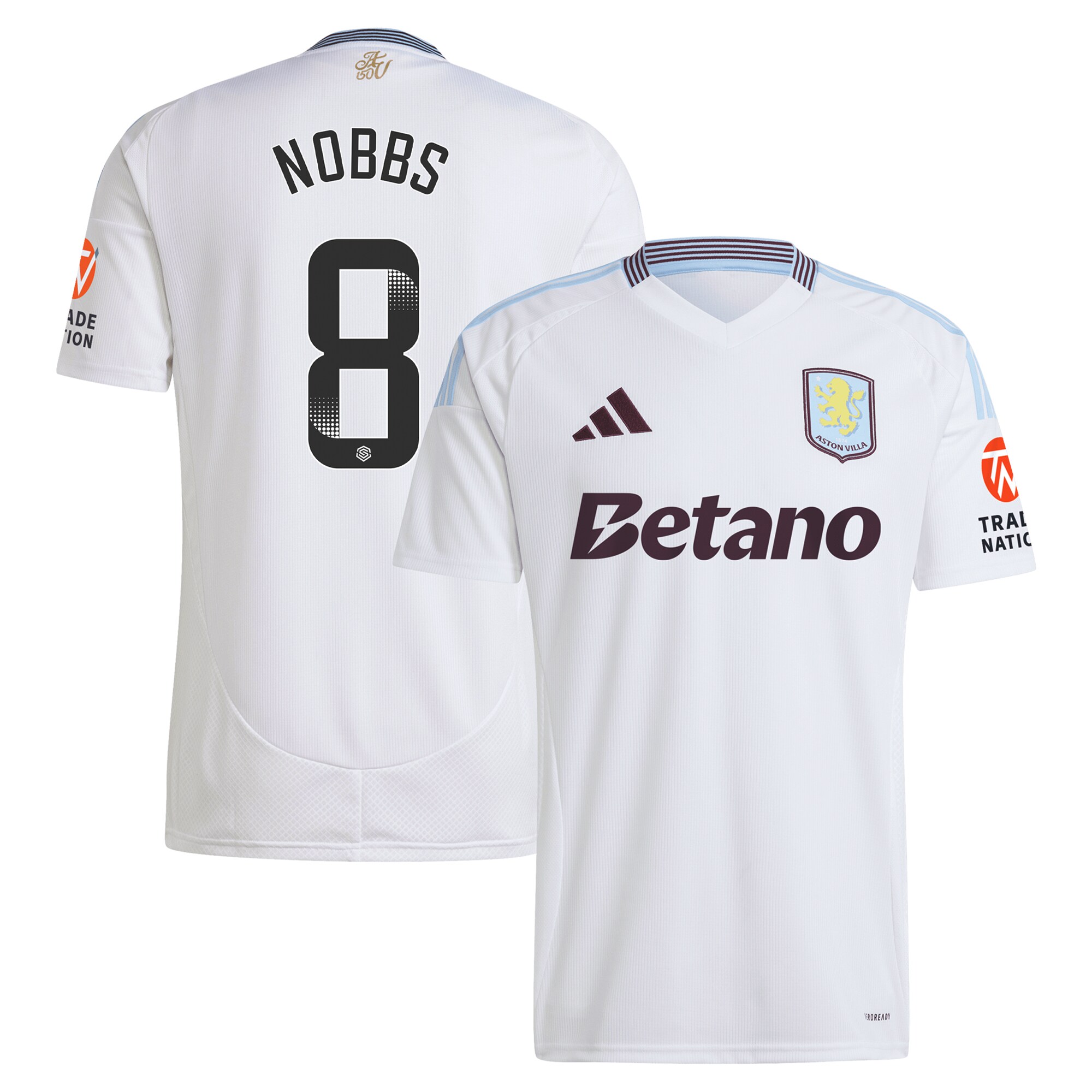 Aston Villa Shirts - aston villa wsl adidas away shirt 2024-25 with nobbs 8 printing Collection of Official Fan Gear