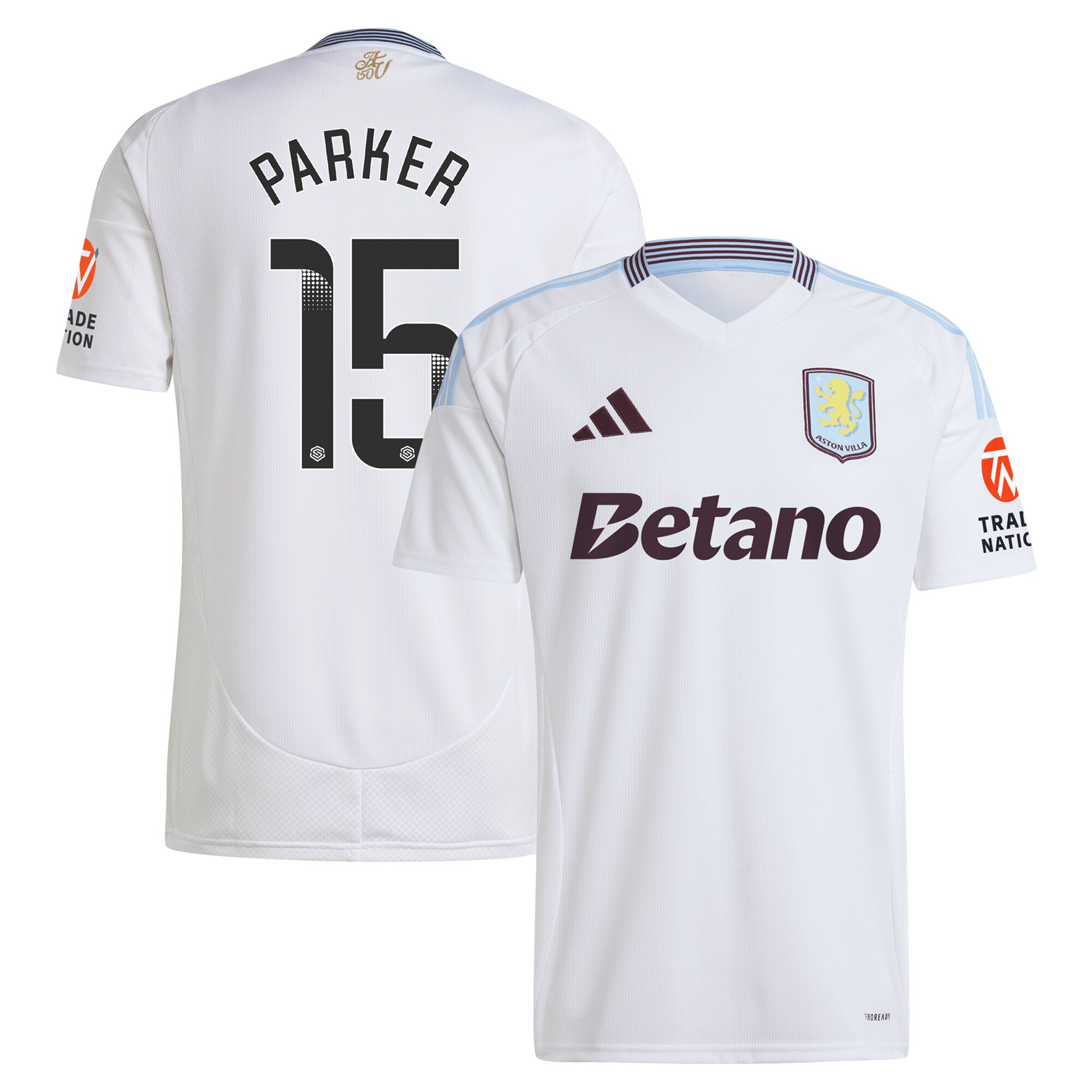 Aston Villa Shirts - aston villa wsl adidas away shirt 2024-25 with parker 15 printing Collection of Official Fan Gear