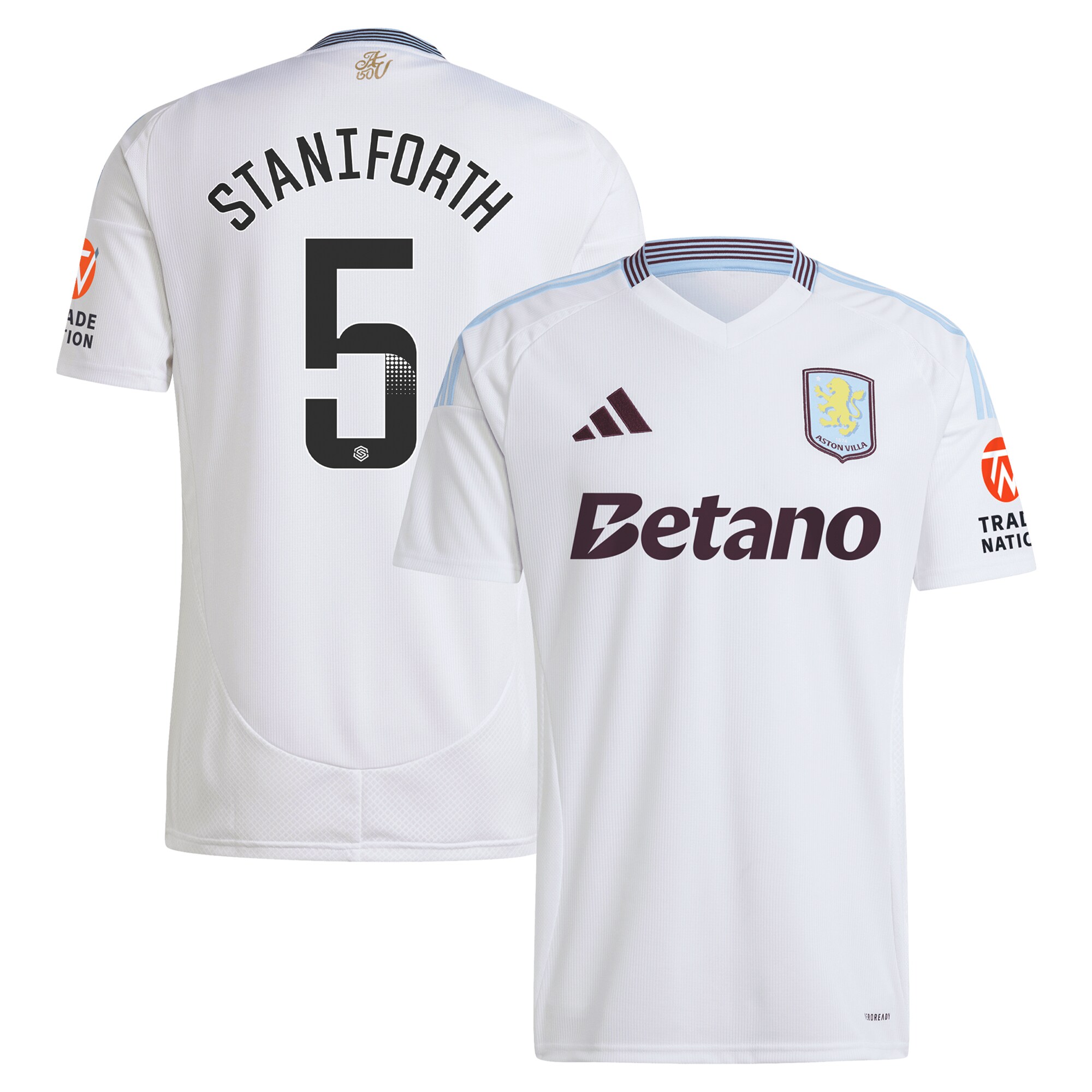 Aston Villa Shirts - aston villa wsl adidas away shirt 2024-25 with staniforth 5 printing Collection of Official Fan Gear