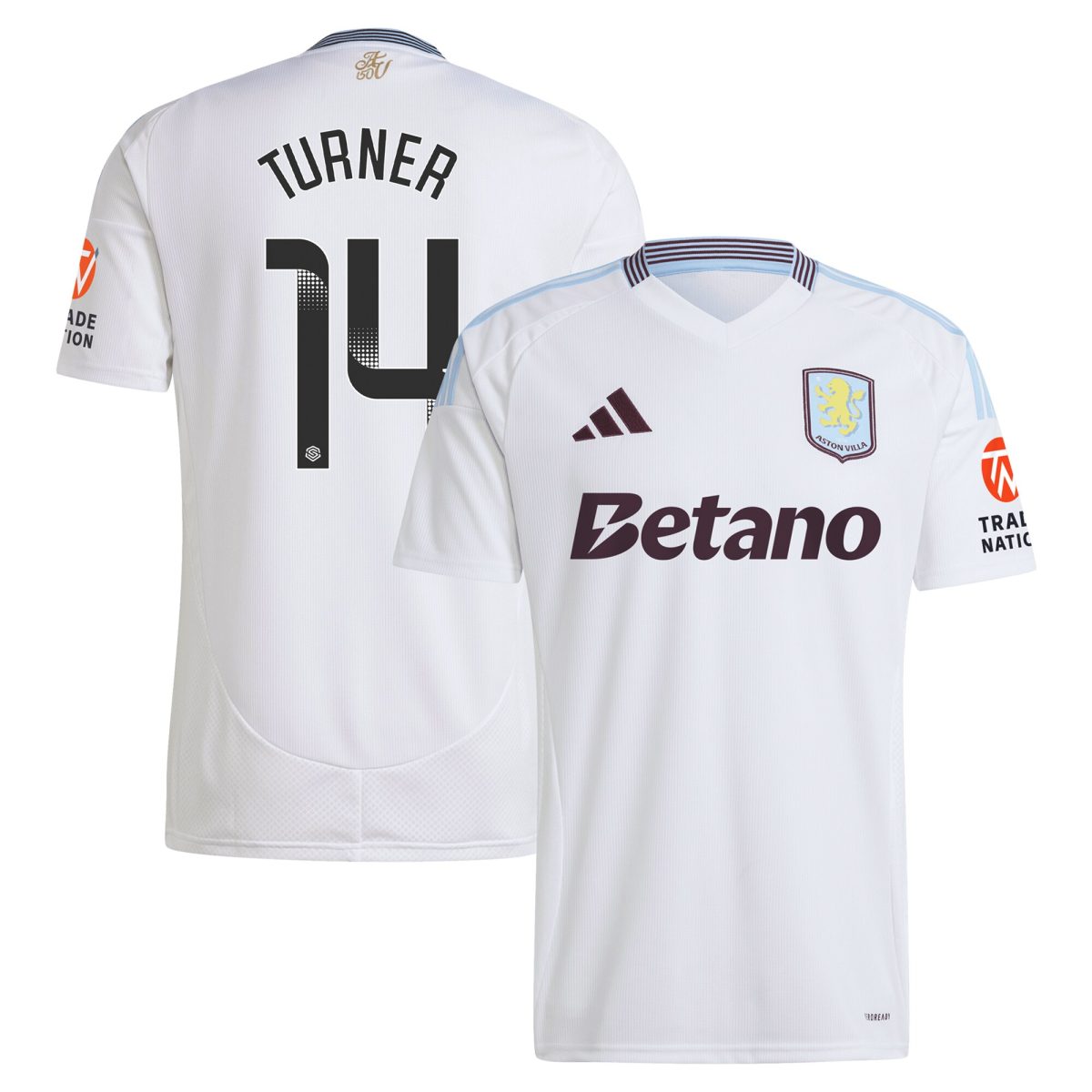 Aston Villa Shirts - aston villa wsl adidas away shirt 2024-25 with turner 14 printing Collection of Official Fan Gear