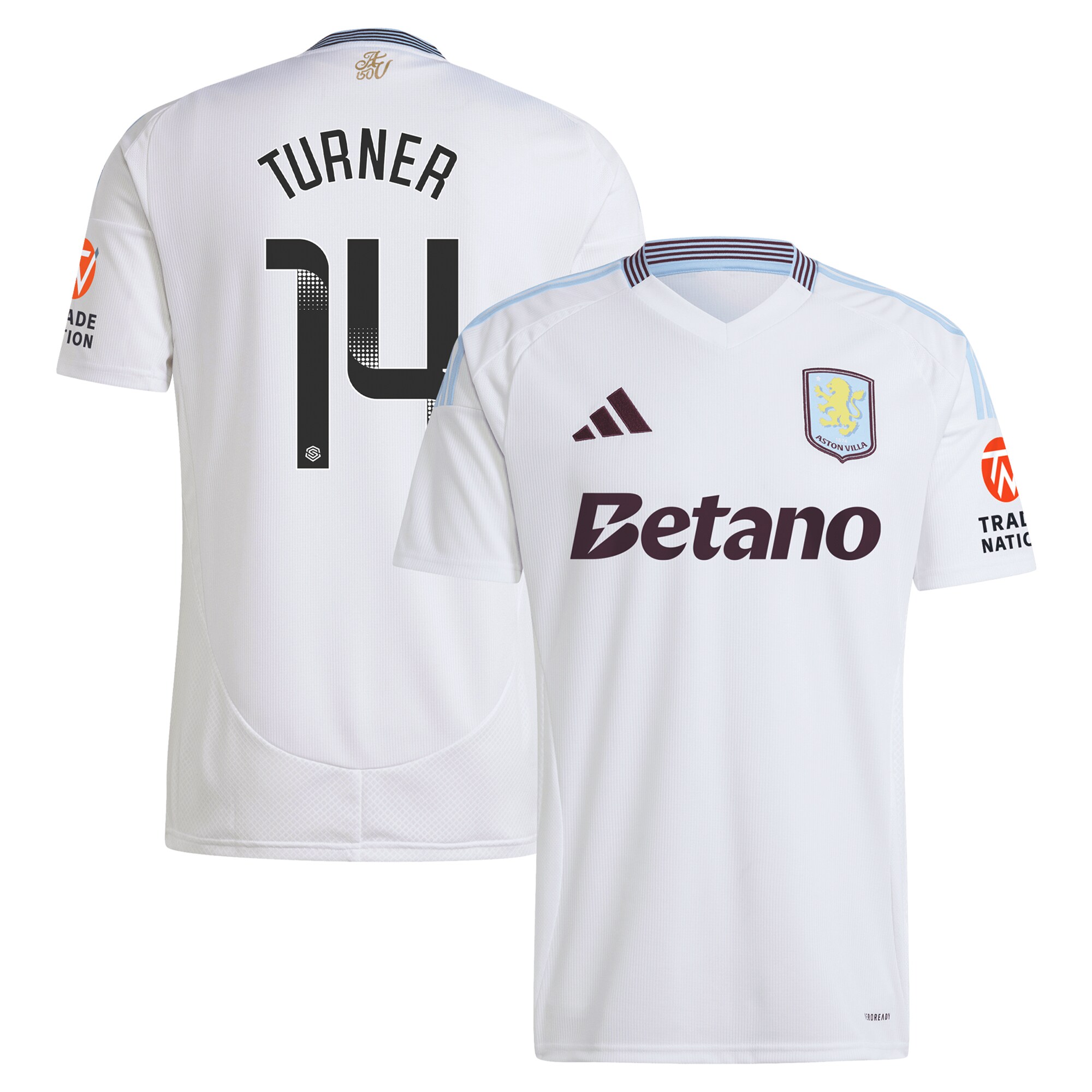 Aston Villa Shirts - aston villa wsl adidas away shirt 2024-25 with turner 14 printing Collection of Official Fan Gear