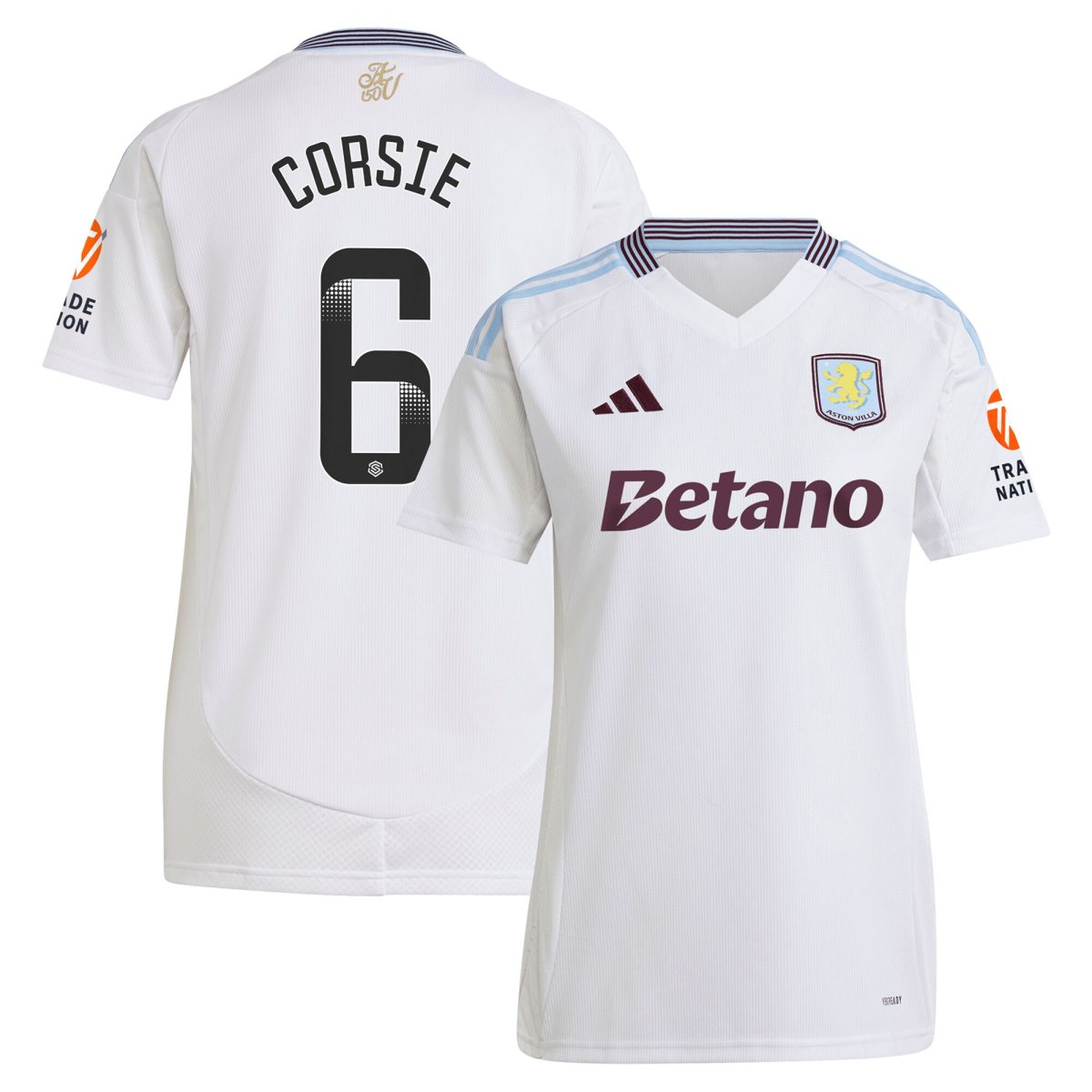 Aston Villa Shirts - aston villa wsl adidas away shirt 2024-25 – womens with corsie 6 printing Collection of Official Fan Gear