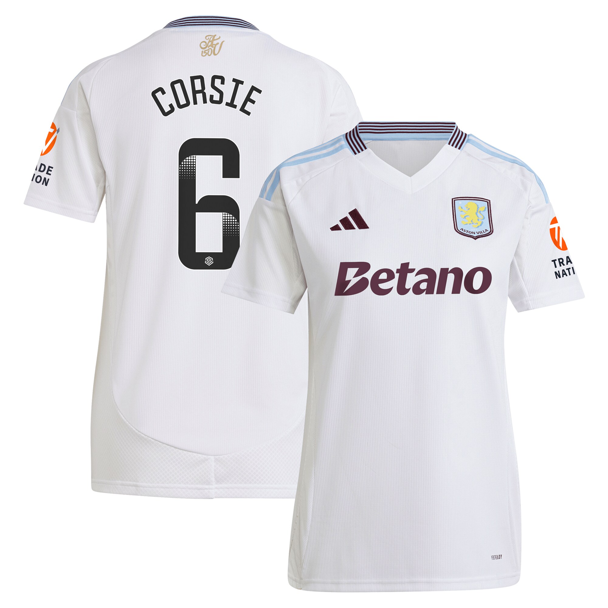Aston Villa Shirts - aston villa wsl adidas away shirt 2024-25 – womens with corsie 6 printing Collection of Official Fan Gear