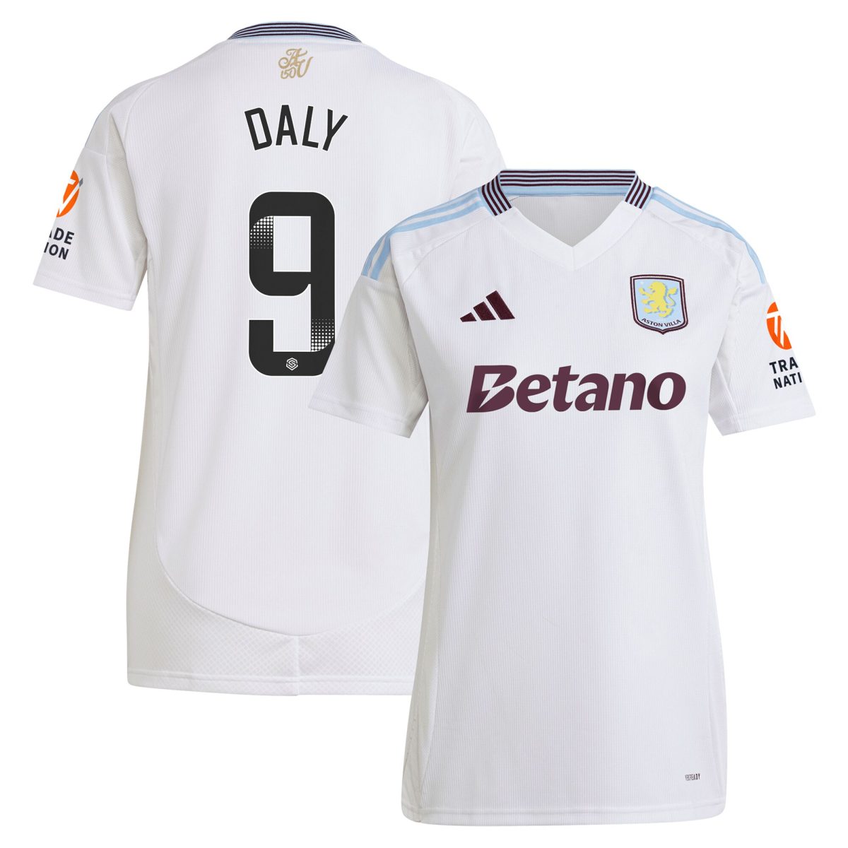 Aston Villa Shirts - aston villa wsl adidas away shirt 2024-25 – womens with daly 9 printing Collection of Official Fan Gear