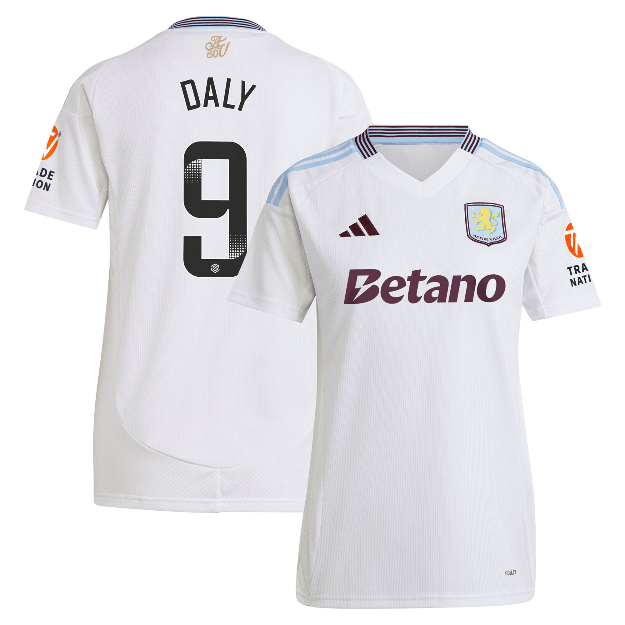 Aston Villa Shirts - aston villa wsl adidas away shirt 2024-25 – womens with daly 9 printing Collection of Official Fan Gear