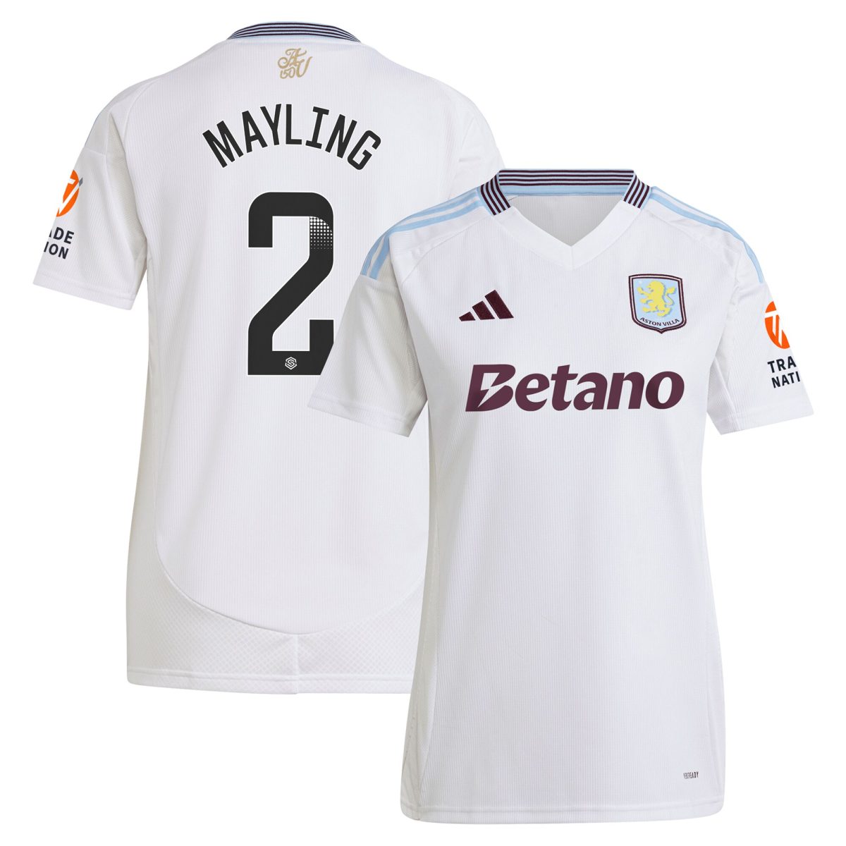 Aston Villa Shirts - aston villa wsl adidas away shirt 2024-25 – womens with mayling 2 printing Collection of Official Fan Gear