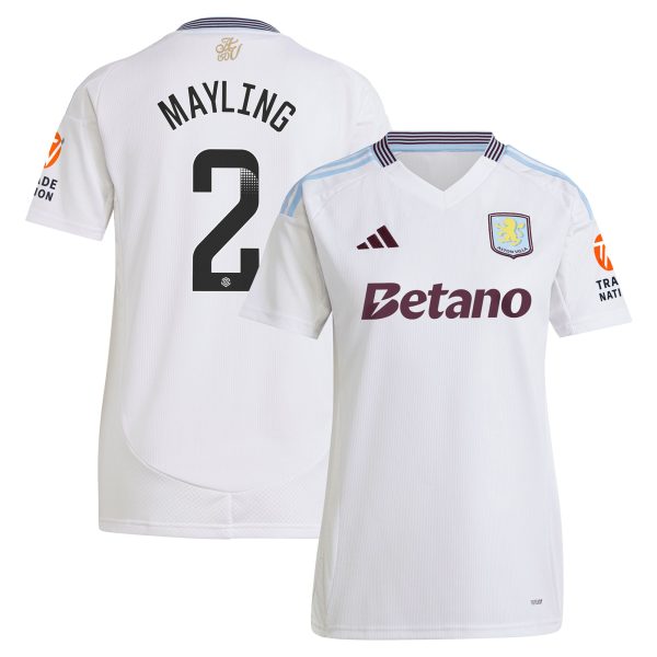Aston Villa Shirts - aston villa wsl adidas away shirt 2024-25 – womens with mayling 2 printing Collection of Official Fan Gear
