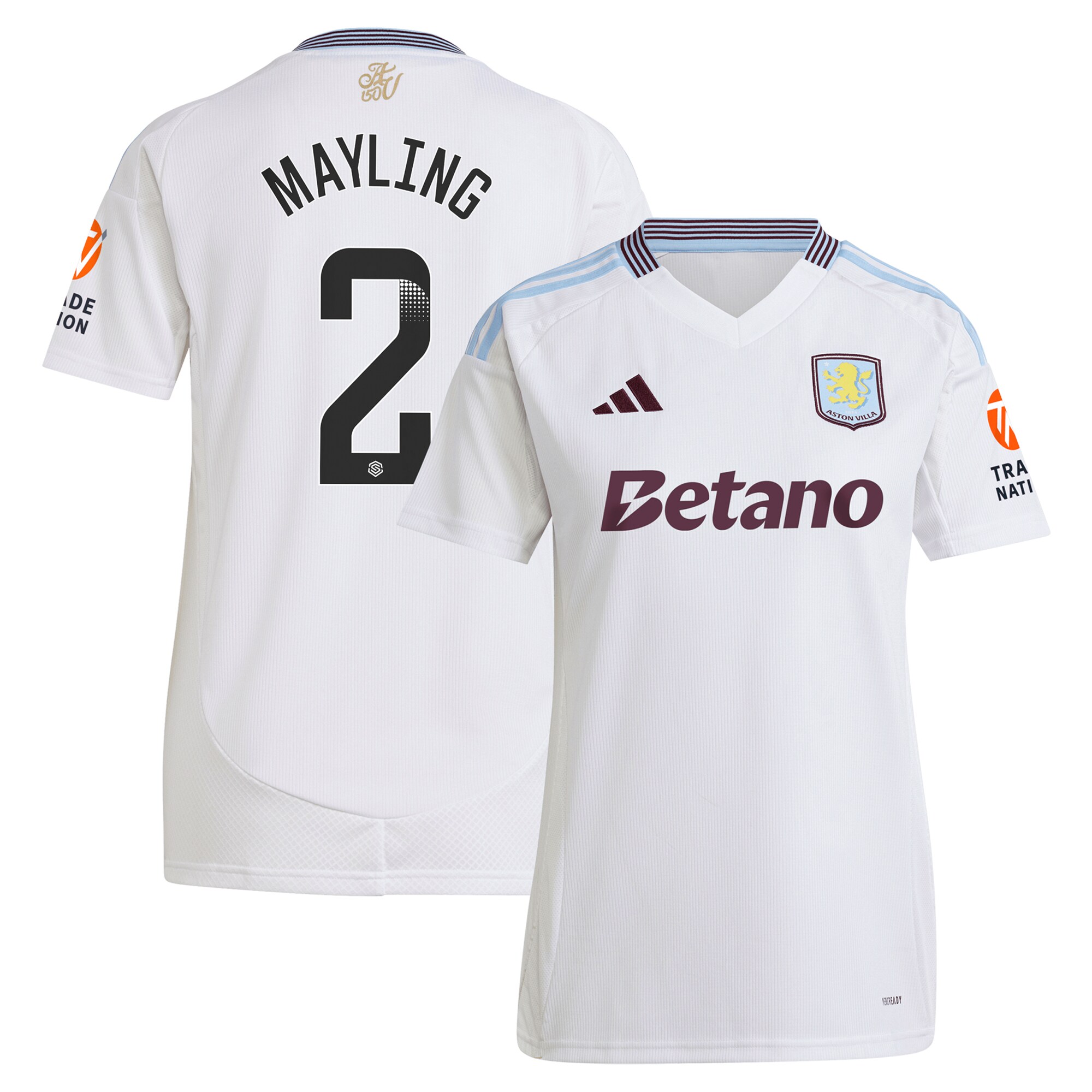 Aston Villa Shirts - aston villa wsl adidas away shirt 2024-25 – womens with mayling 2 printing Collection of Official Fan Gear
