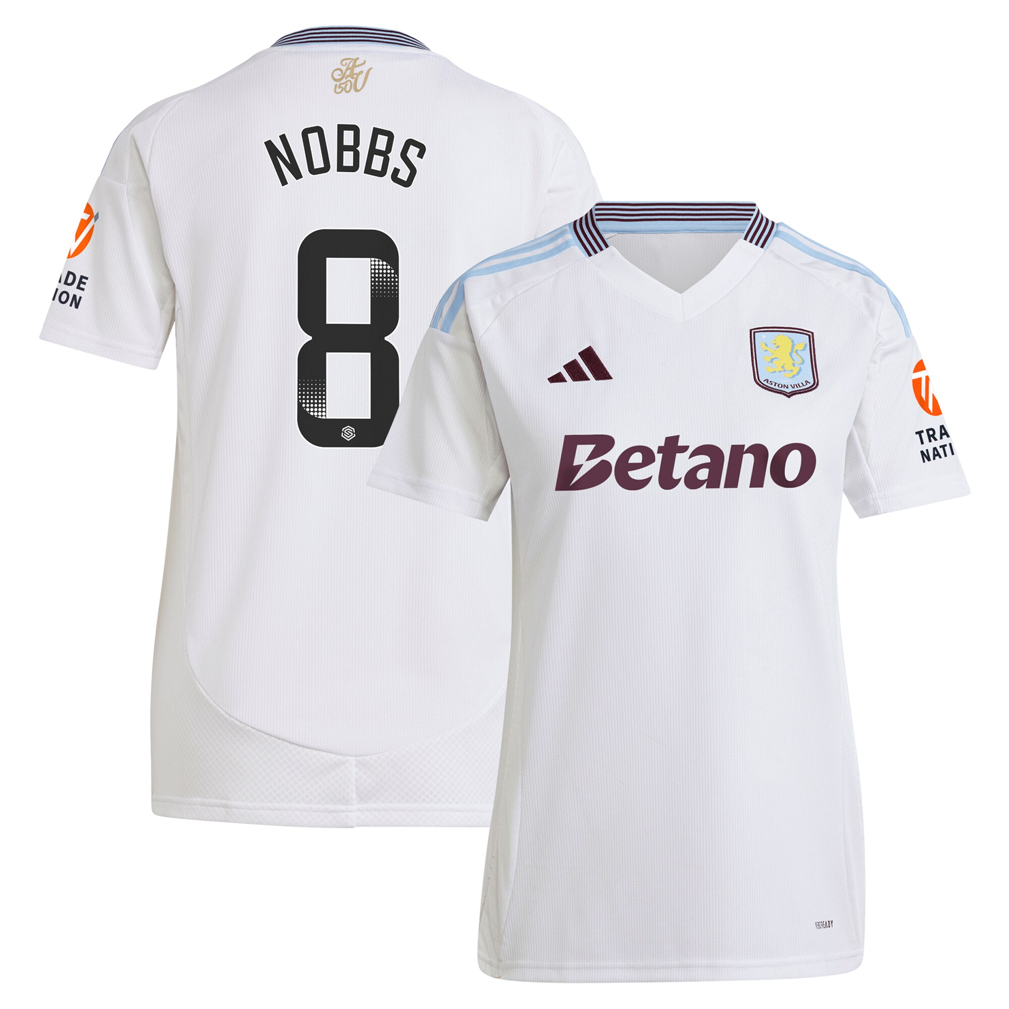 Aston Villa Shirts - aston villa wsl adidas away shirt 2024-25 – womens with nobbs 8 printing Collection of Official Fan Gear