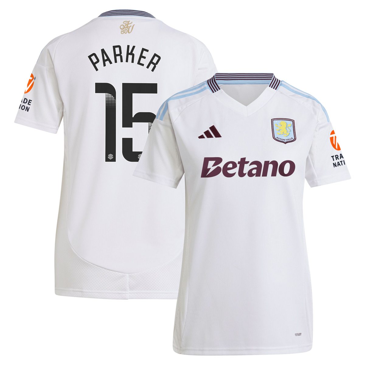 Aston Villa Shirts - aston villa wsl adidas away shirt 2024-25 – womens with parker 15 printing Collection of Official Fan Gear