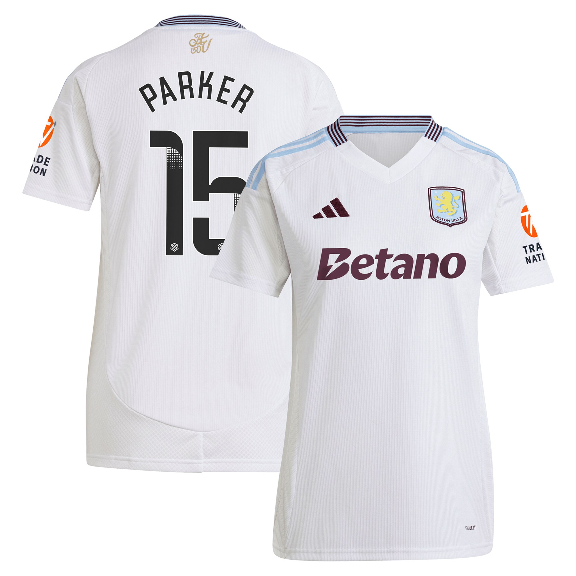 Aston Villa Shirts - aston villa wsl adidas away shirt 2024-25 – womens with parker 15 printing Collection of Official Fan Gear