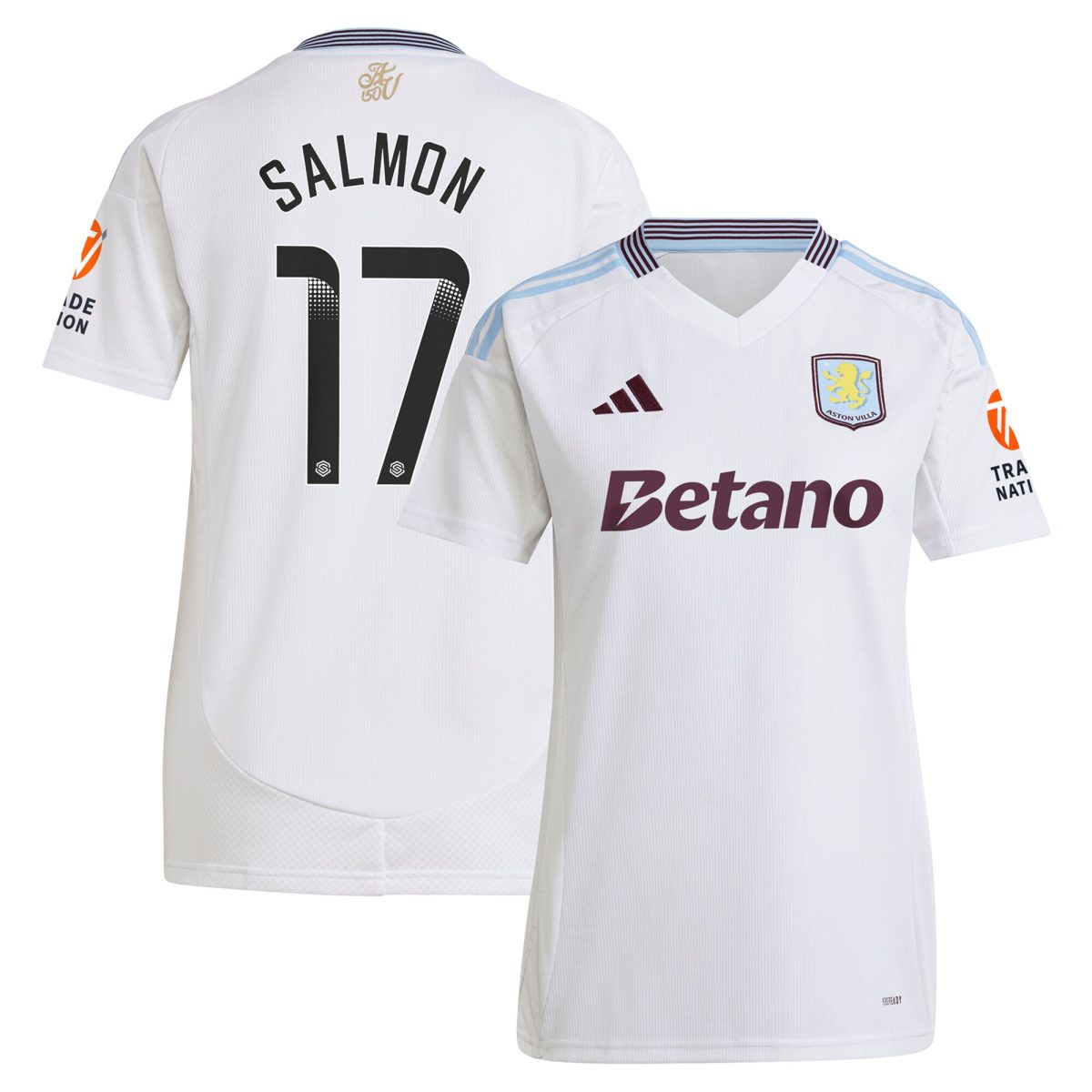 Aston Villa Shirts - aston villa wsl adidas away shirt 2024-25 – womens with salmon 17 printing Collection of Official Fan Gear