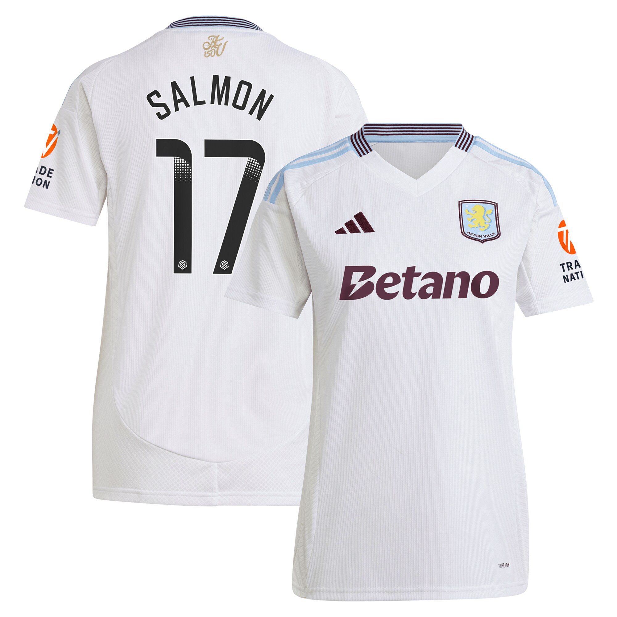 Aston Villa Shirts - aston villa wsl adidas away shirt 2024-25 – womens with salmon 17 printing Collection of Official Fan Gear