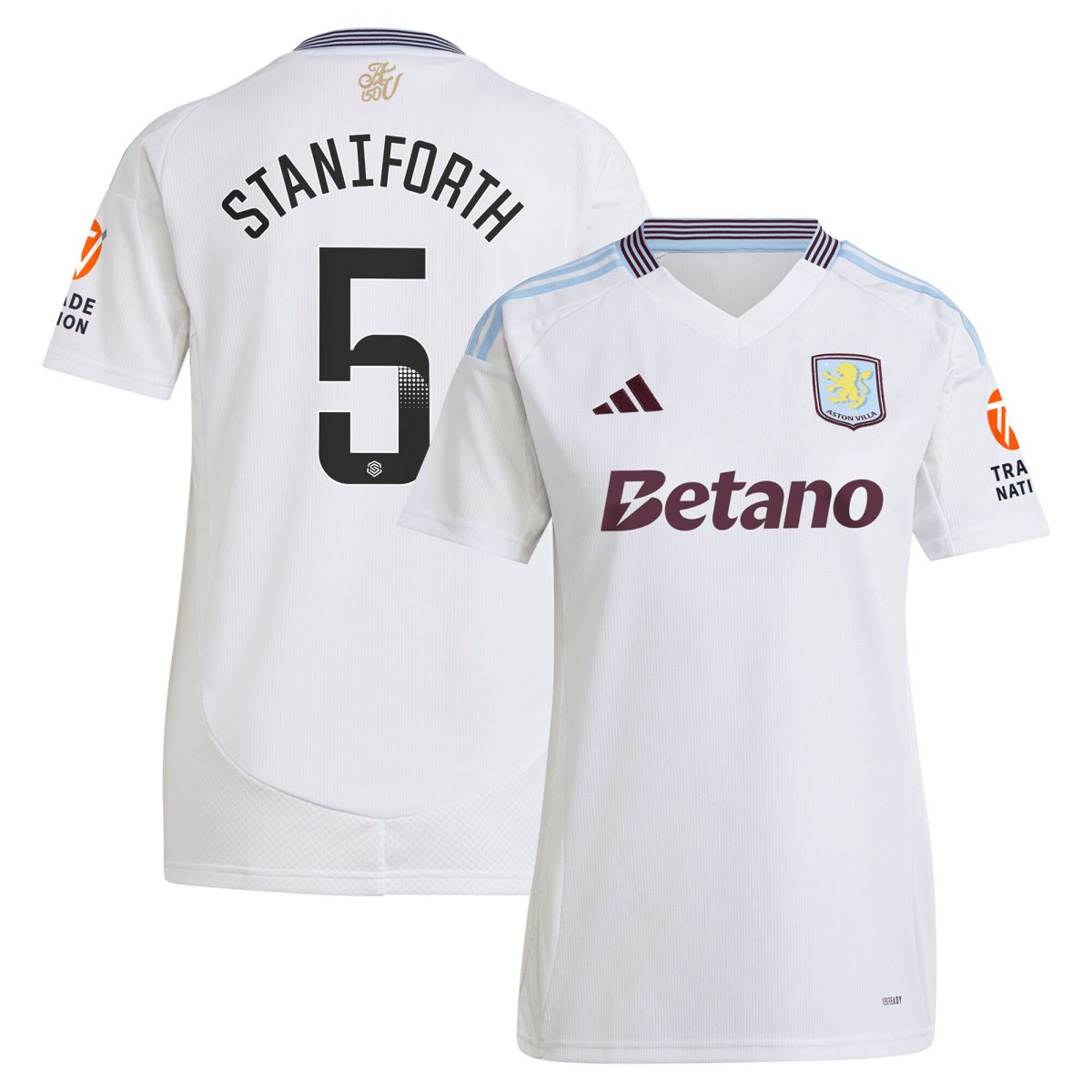 Aston Villa Shirts - aston villa wsl adidas away shirt 2024-25 – womens with staniforth 5 printing Collection of Official Fan Gear