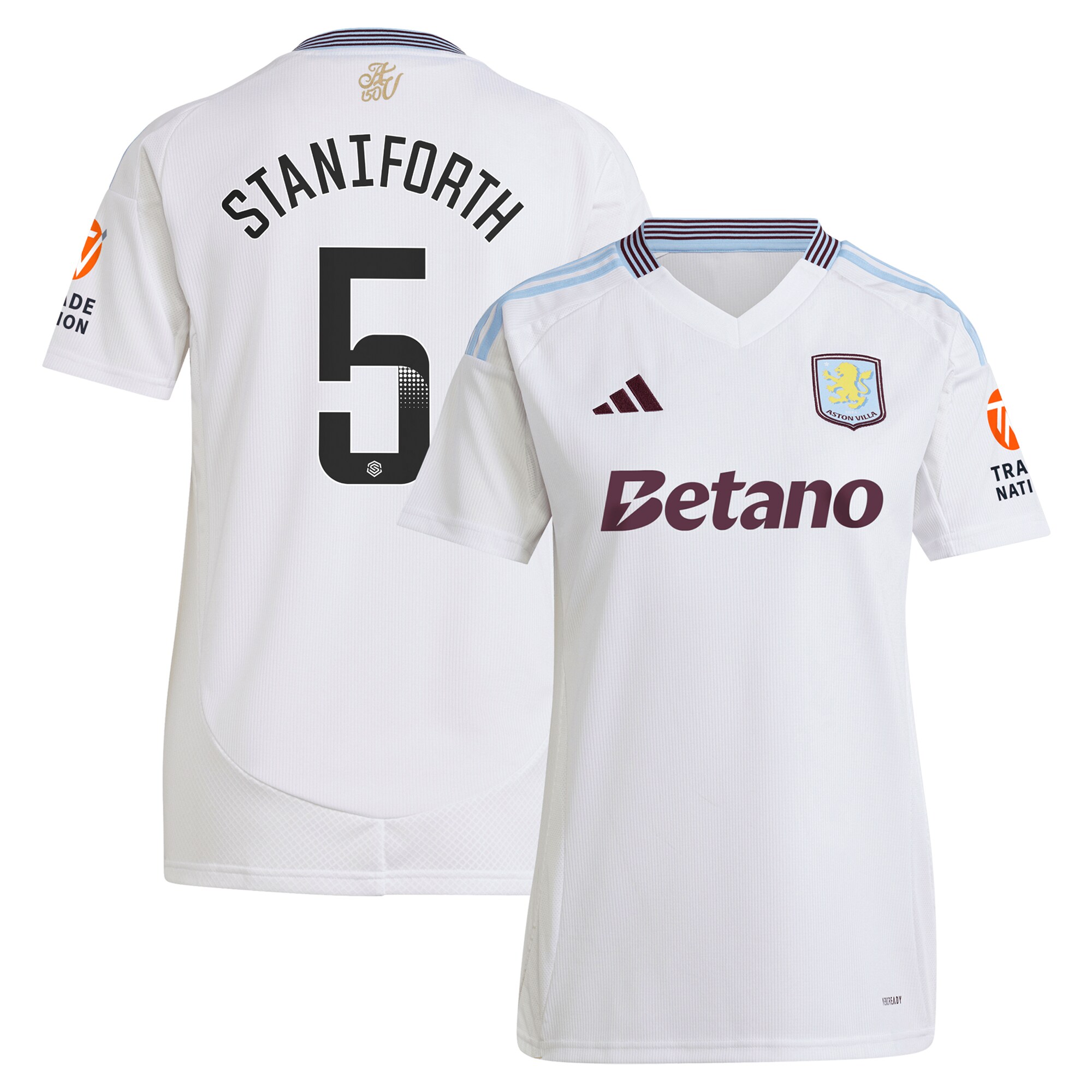 Aston Villa Shirts - aston villa wsl adidas away shirt 2024-25 – womens with staniforth 5 printing Collection of Official Fan Gear