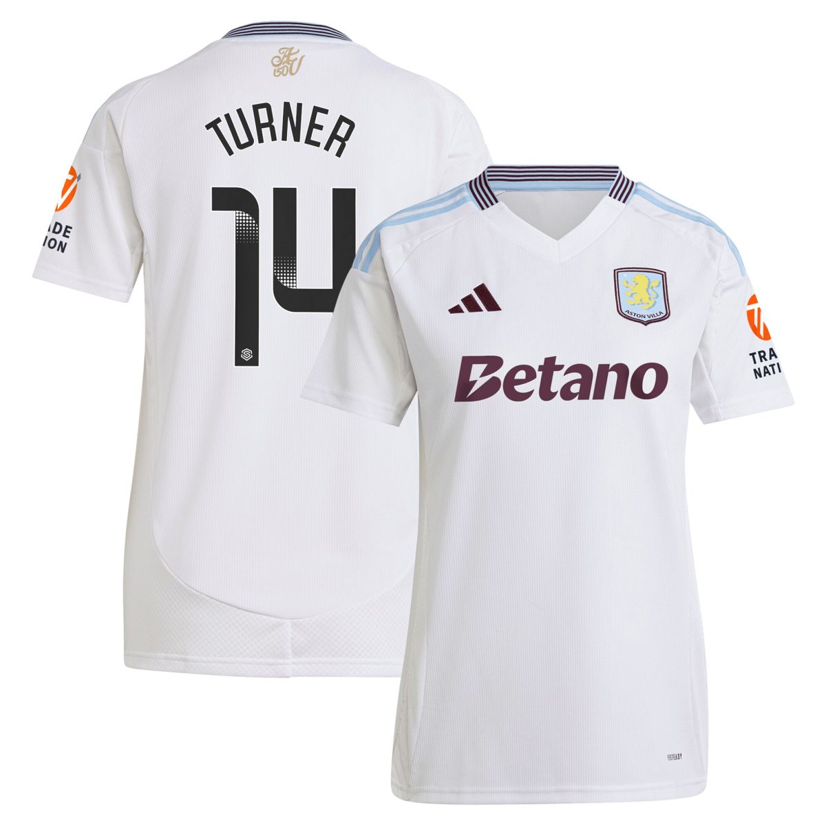Aston Villa Shirts - aston villa wsl adidas away shirt 2024-25 – womens with turner 14 printing Collection of Official Fan Gear