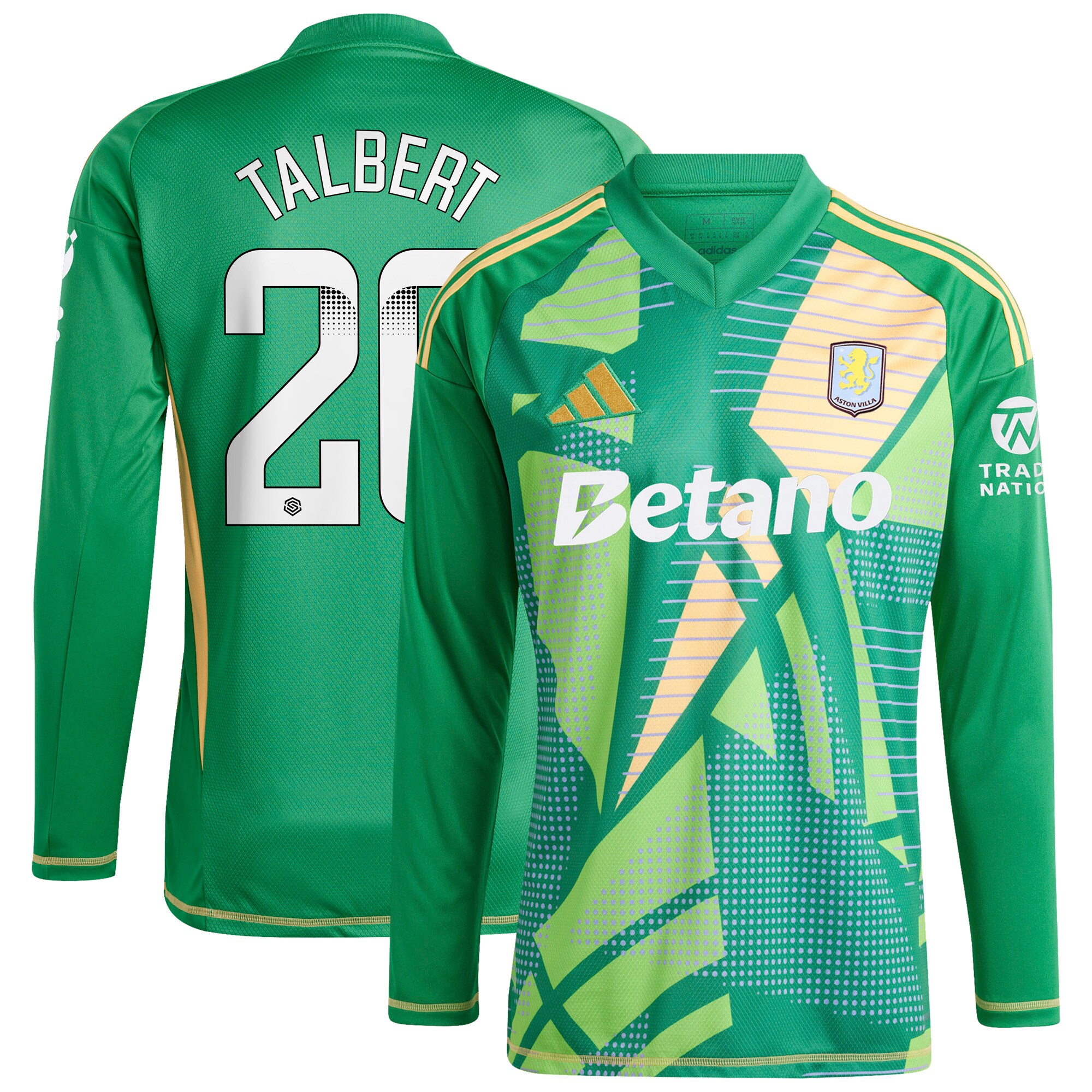 Aston Villa Shirts - aston villa wsl adidas goalkeeper shirt 2024-25 – long sleeve with talbert 26 printing 202849399 Collection of Official Fan Gear