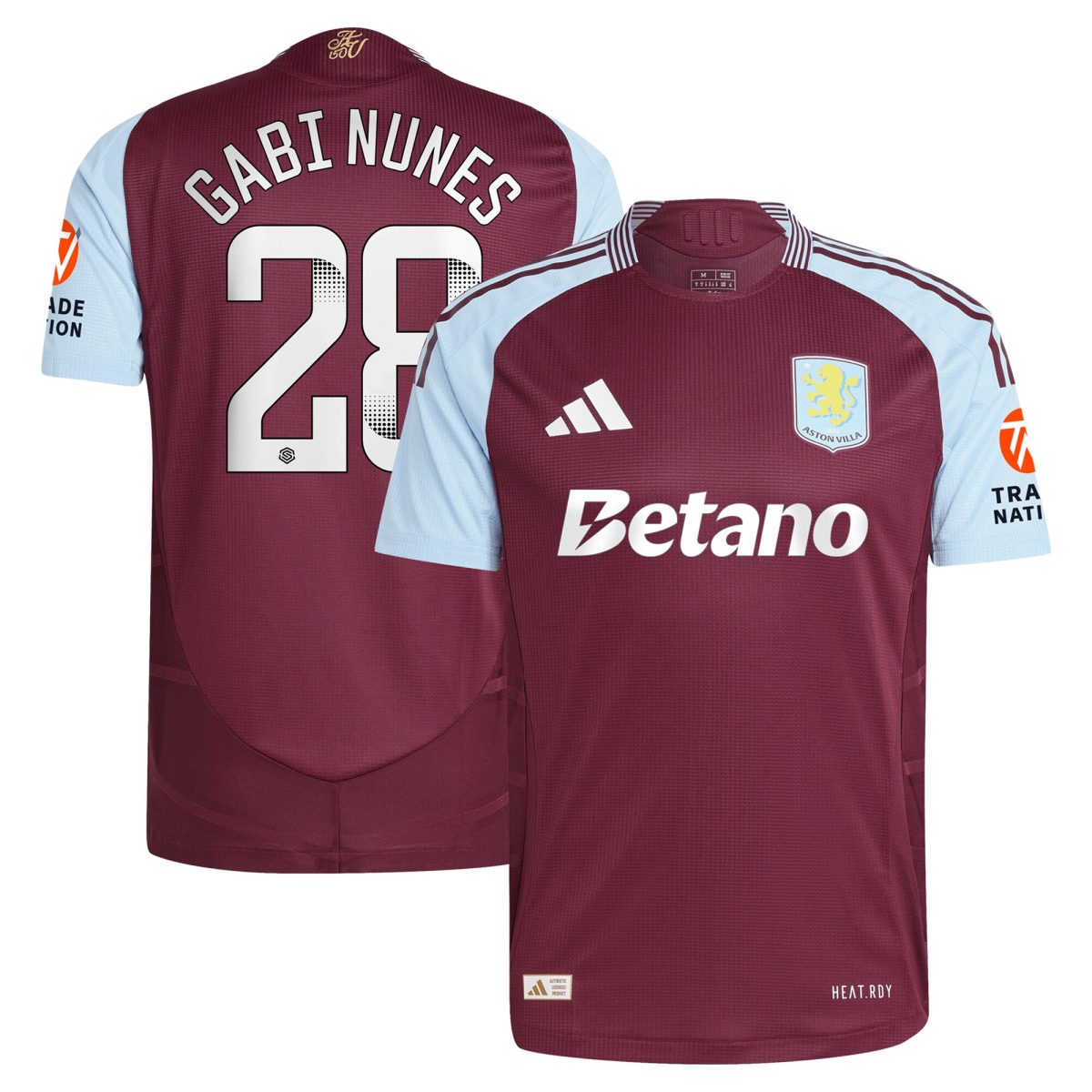 Aston Villa Shirts - aston villa wsl adidas home authentic shirt 2024-25 with gabi nunes 28 printing Collection of Official Fan Gear