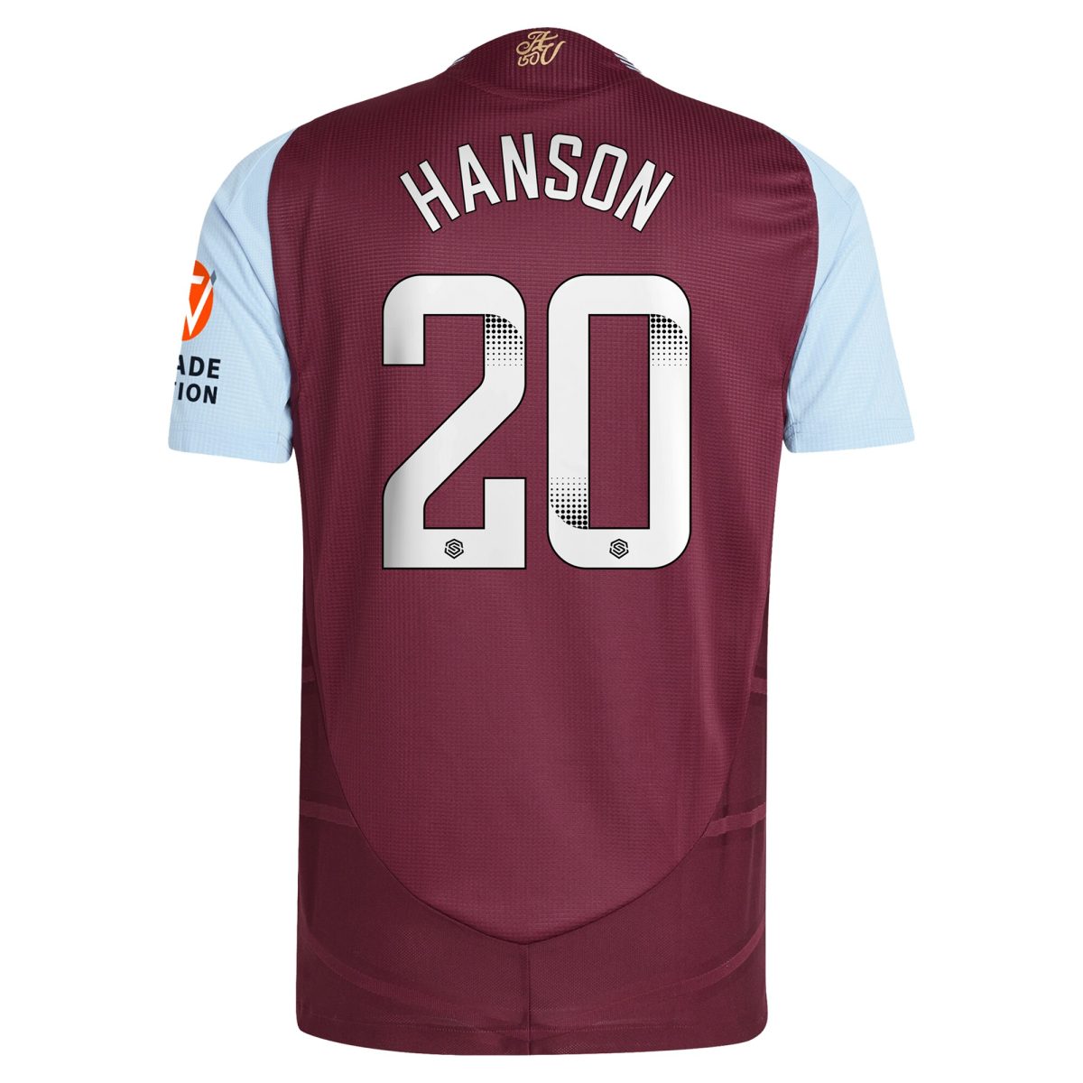 Aston Villa Shirts - aston villa wsl adidas home authentic shirt 2024-25 with hanson 20 printing Collection of Official Fan Gear