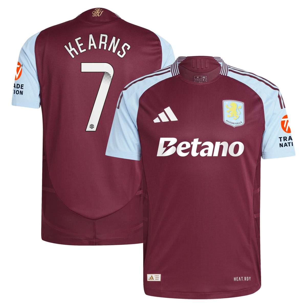 Aston Villa Shirts - aston villa wsl adidas home authentic shirt 2024-25 with kearns 7 printing Collection of Official Fan Gear
