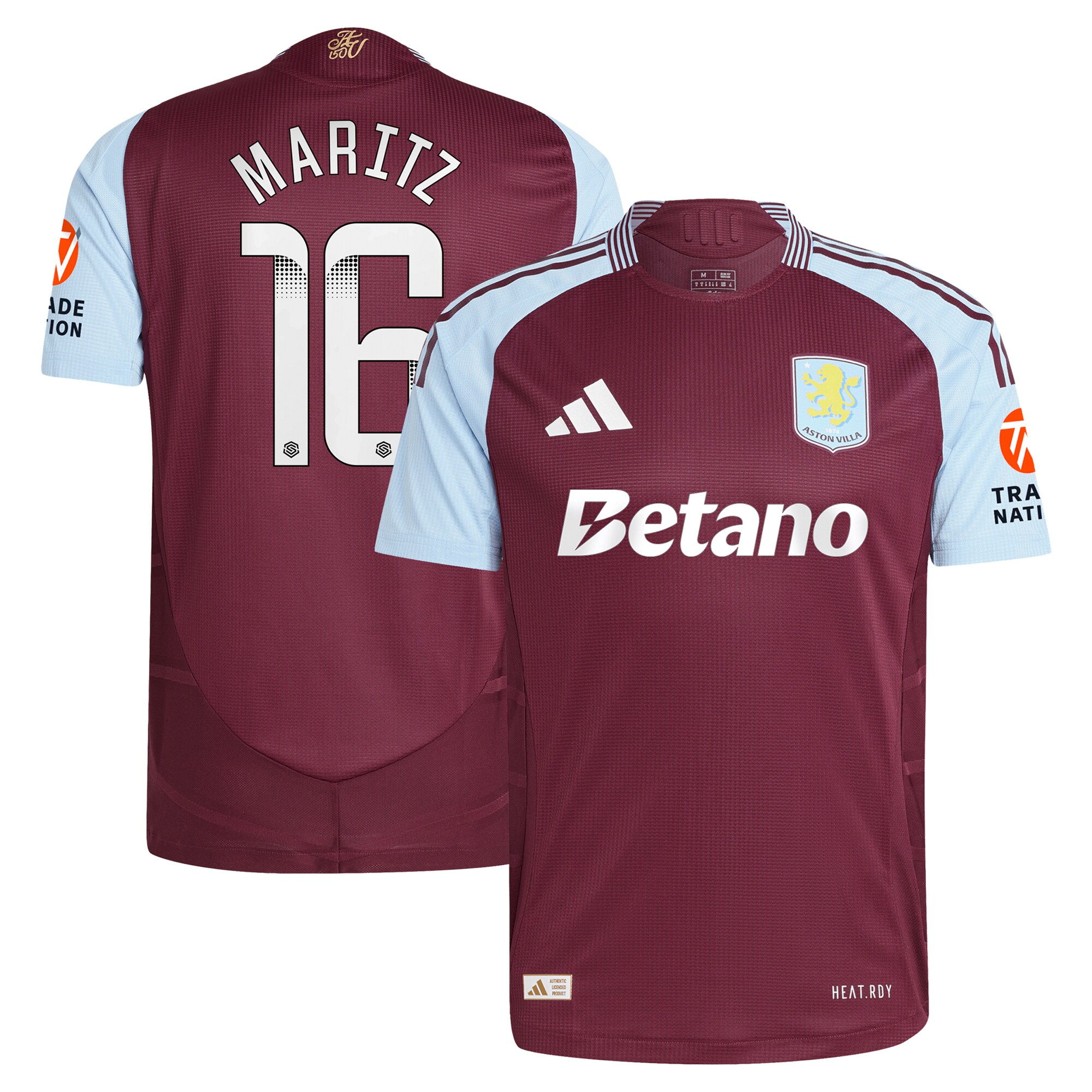 Aston Villa Shirts - aston villa wsl adidas home authentic shirt 2024-25 with maritz 26 printing Collection of Official Fan Gear