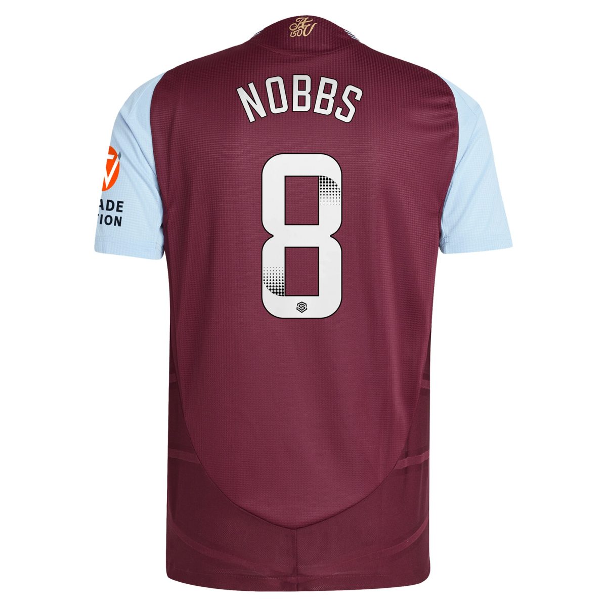 Aston Villa Shirts - aston villa wsl adidas home authentic shirt 2024-25 with nobbs 8 printing Collection of Official Fan Gear