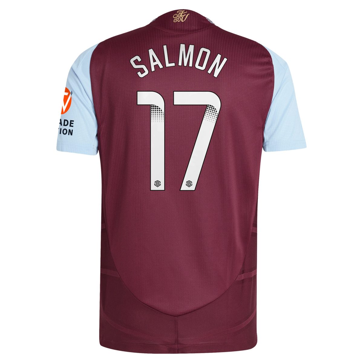 Aston Villa Shirts - aston villa wsl adidas home authentic shirt 2024-25 with salmon 17 printing Collection of Official Fan Gear