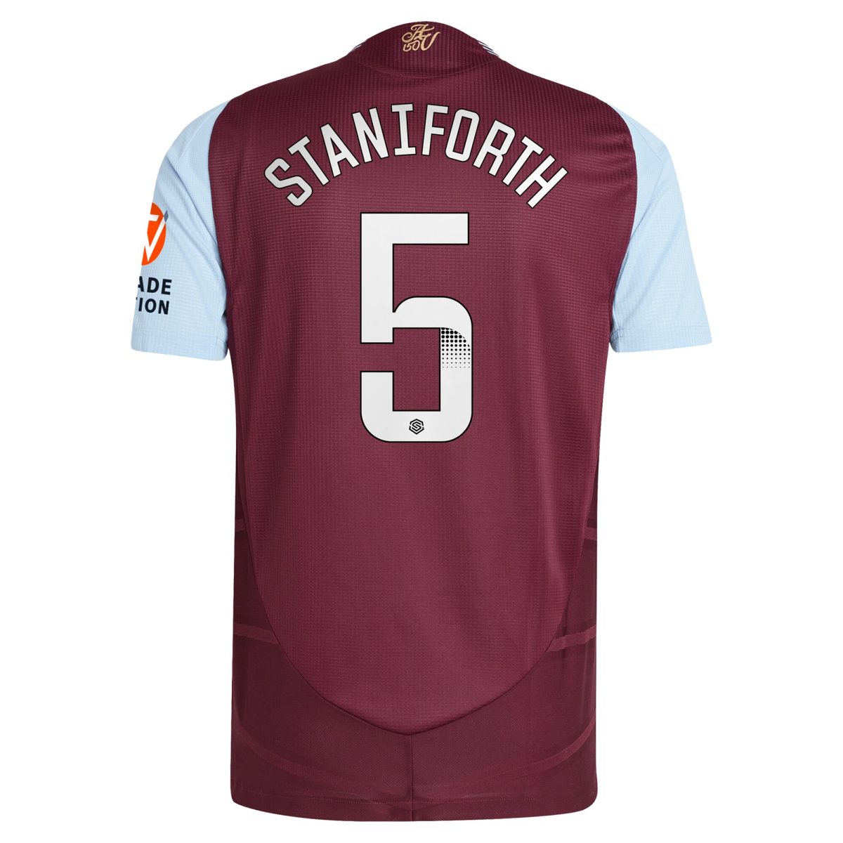 Aston Villa Shirts - aston villa wsl adidas home authentic shirt 2024-25 with staniforth 5 printing Collection of Official Fan Gear