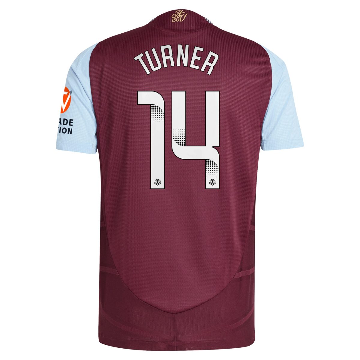 Aston Villa Shirts - aston villa wsl adidas home authentic shirt 2024-25 with turner 14 printing Collection of Official Fan Gear