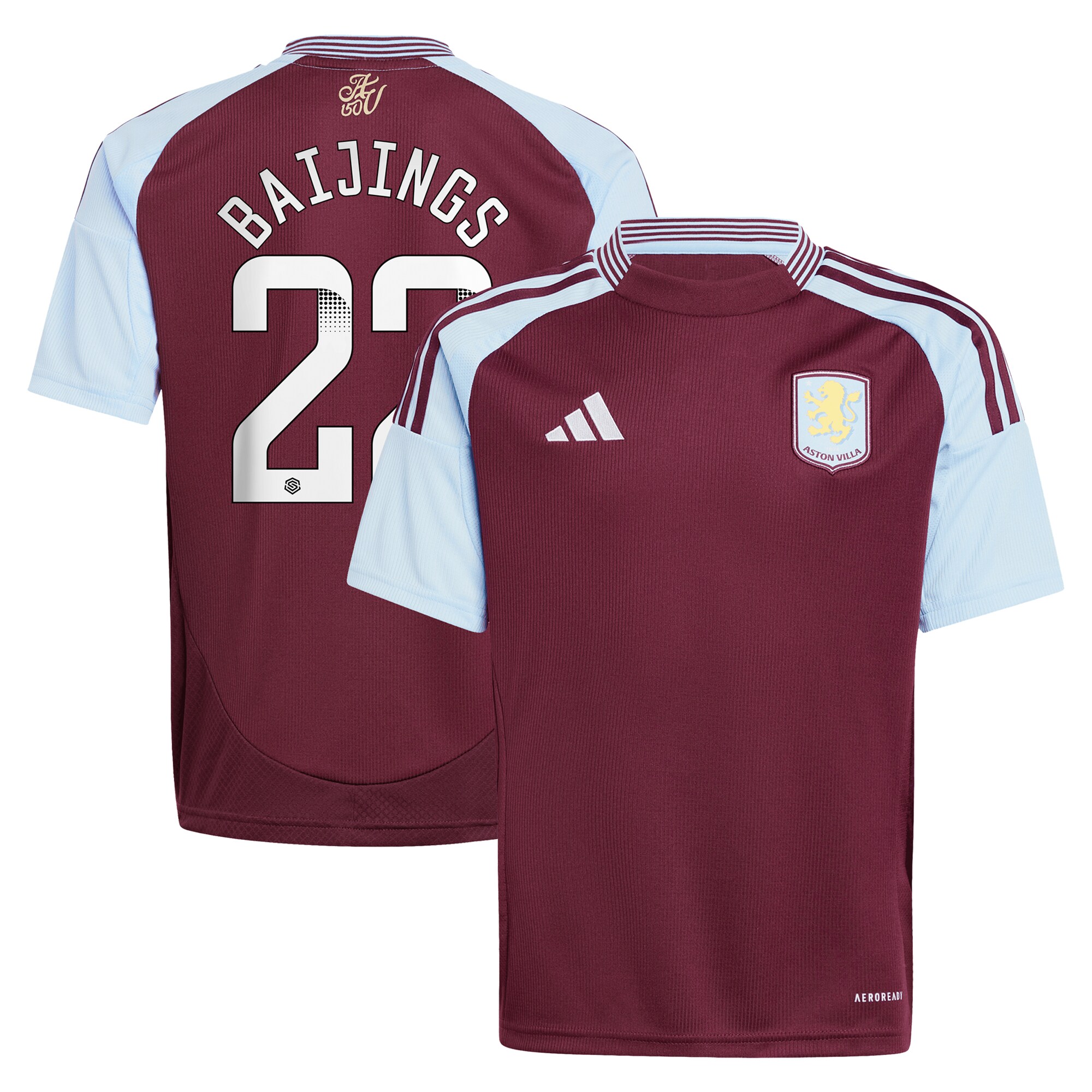 Aston Villa Shirts - aston villa wsl adidas home shirt 2024-25 – kids with baijings 22 printing Collection of Official Fan Gear