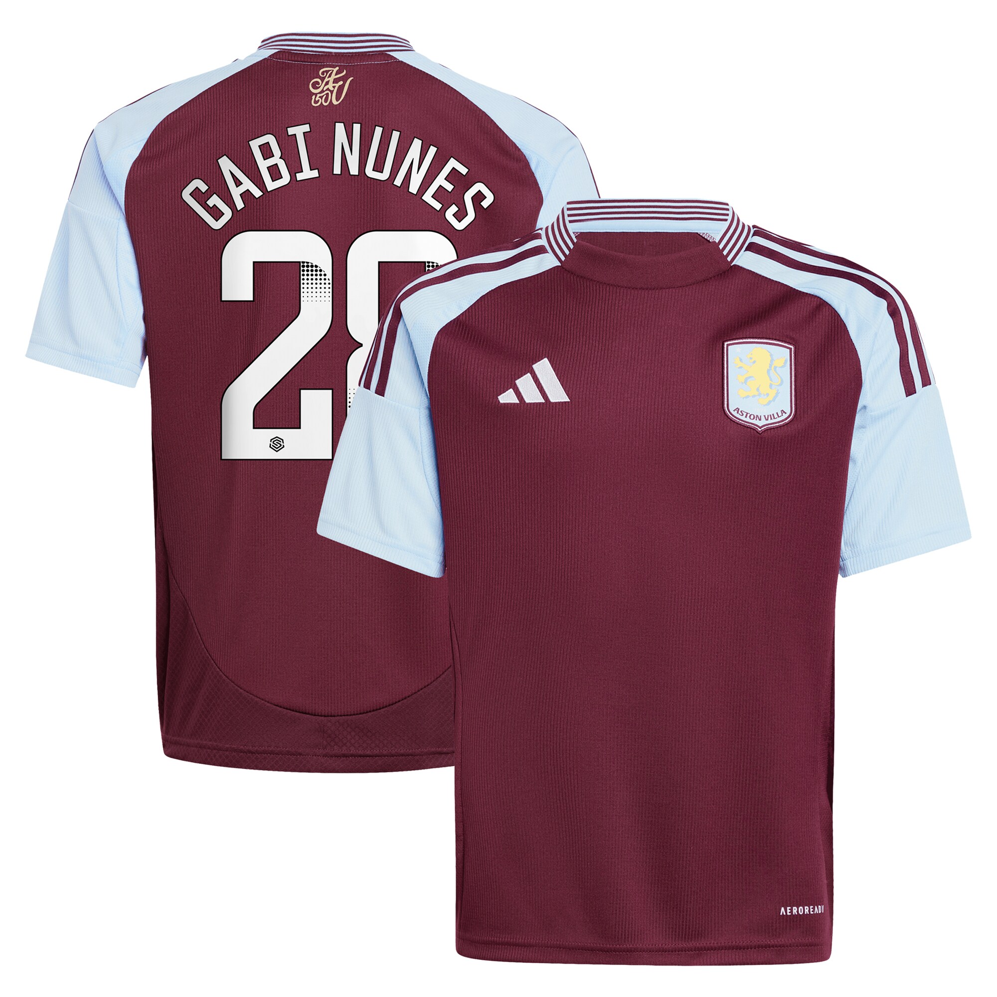 Aston Villa Shirts - aston villa wsl adidas home shirt 2024-25 – kids with gabi nunes 28 printing Collection of Official Fan Gear