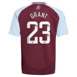 Aston Villa Shirts - aston villa wsl adidas home shirt 2024-25 – kids with grant 23 printing Collection of Official Fan Gear