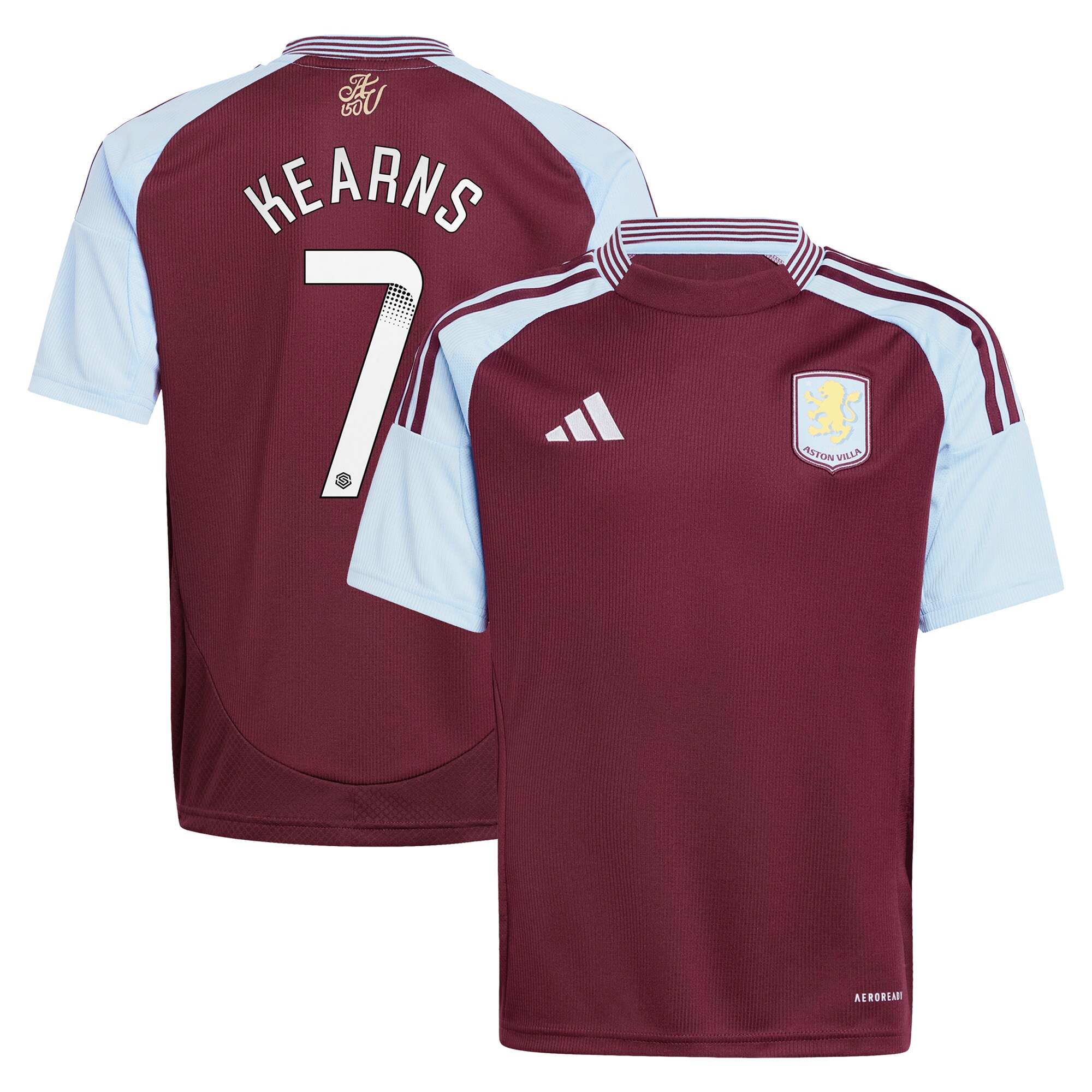 Aston Villa Shirts - aston villa wsl adidas home shirt 2024-25 – kids with kearns 7 printing Collection of Official Fan Gear