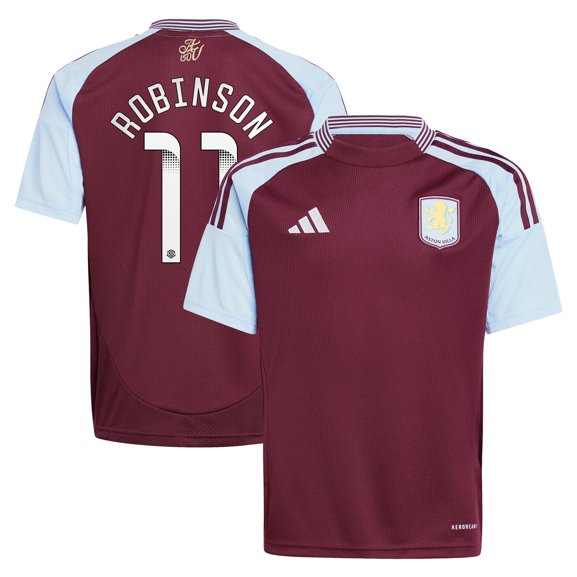 Aston Villa Shirts - aston villa wsl adidas home shirt 2024-25 – kids with robinson 11 printing Collection of Official Fan Gear