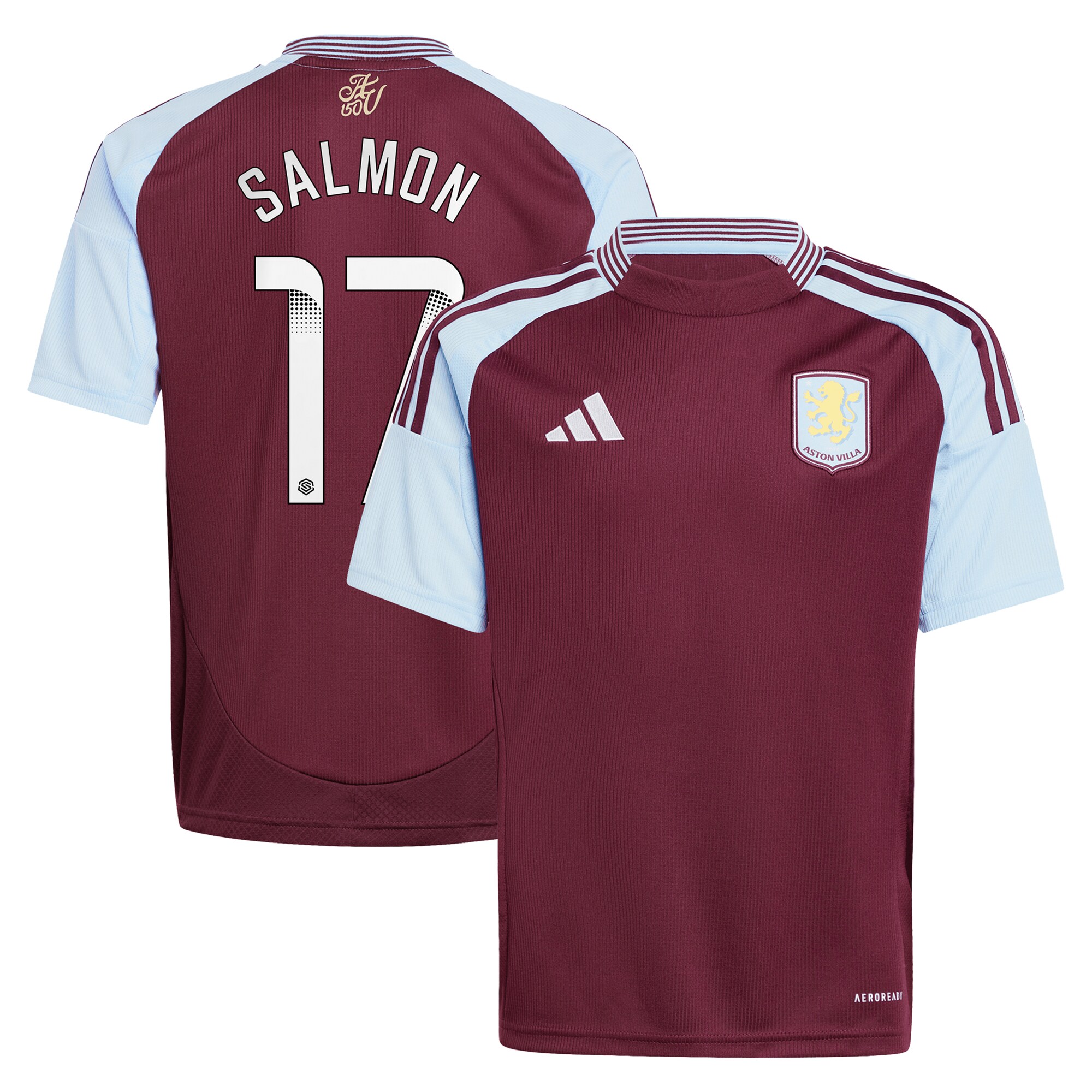 Aston Villa Shirts - aston villa wsl adidas home shirt 2024-25 – kids with salmon 17 printing Collection of Official Fan Gear