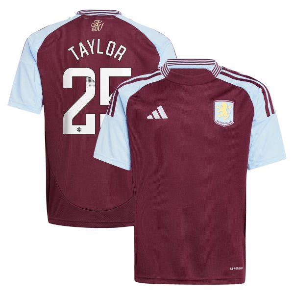 Aston Villa Shirts - aston villa wsl adidas home shirt 2024-25 – kids with taylor 25 printing Collection of Official Fan Gear