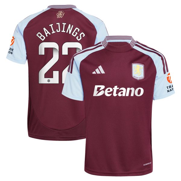 Aston Villa Shirts - aston villa wsl adidas home shirt 2024-25 with baijings 22 printing Collection of Official Fan Gear