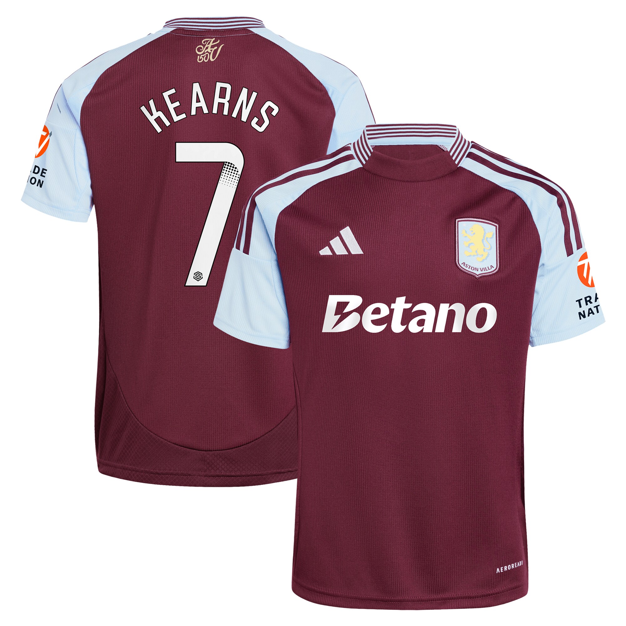 Aston Villa Shirts - aston villa wsl adidas home shirt 2024-25 with kearns 7 printing Collection of Official Fan Gear