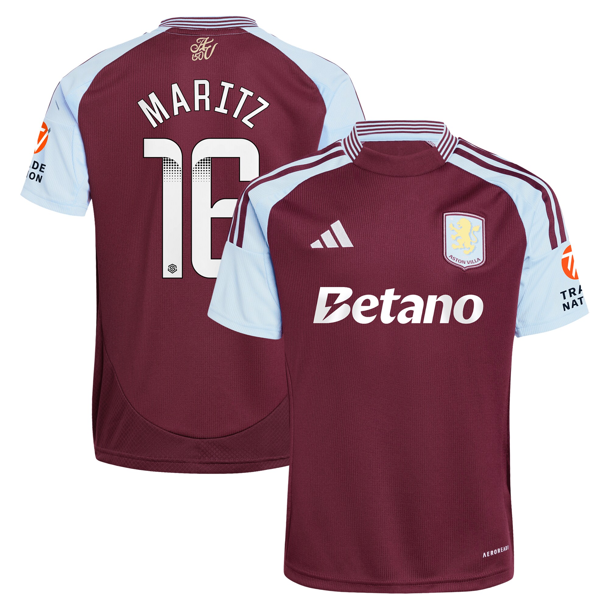 Aston Villa Shirts - aston villa wsl adidas home shirt 2024-25 with maritz 26 printing Collection of Official Fan Gear