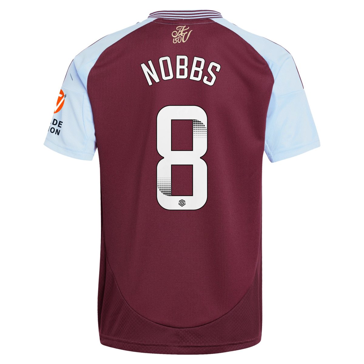 Aston Villa Shirts - aston villa wsl adidas home shirt 2024-25 with nobbs 8 printing Collection of Official Fan Gear