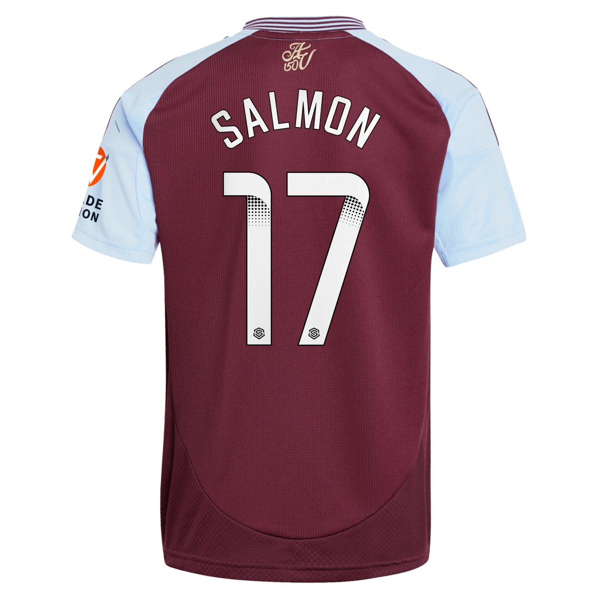 Aston Villa Shirts - aston villa wsl adidas home shirt 2024-25 with salmon 17 printing Collection of Official Fan Gear